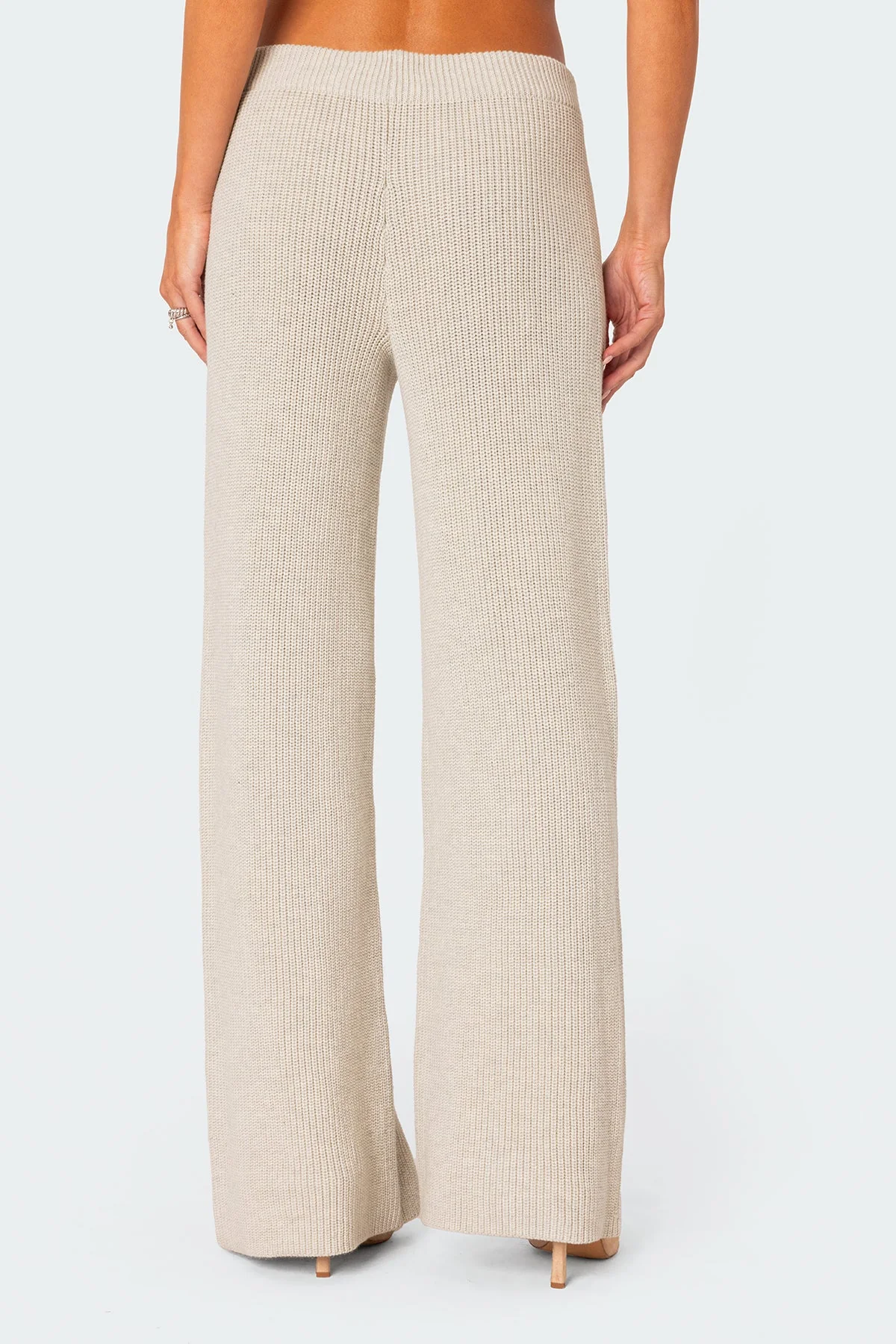 Cream Knit Straight Leg Pants