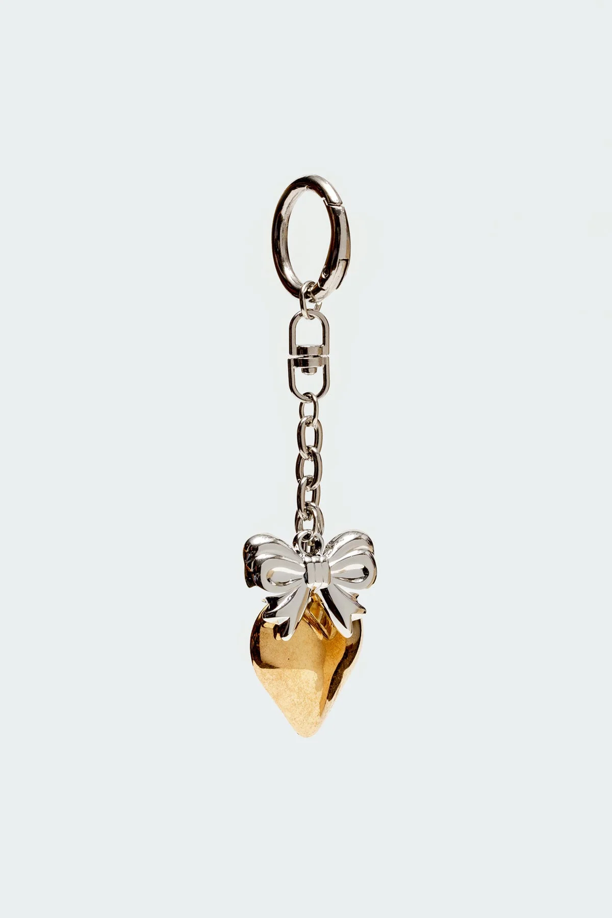 Heart and Bow Mixed Metal Keychain - Unique Key Accessory