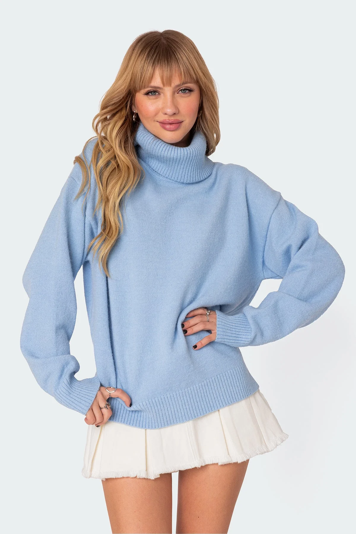Light Blue Knit Oversized Sweater