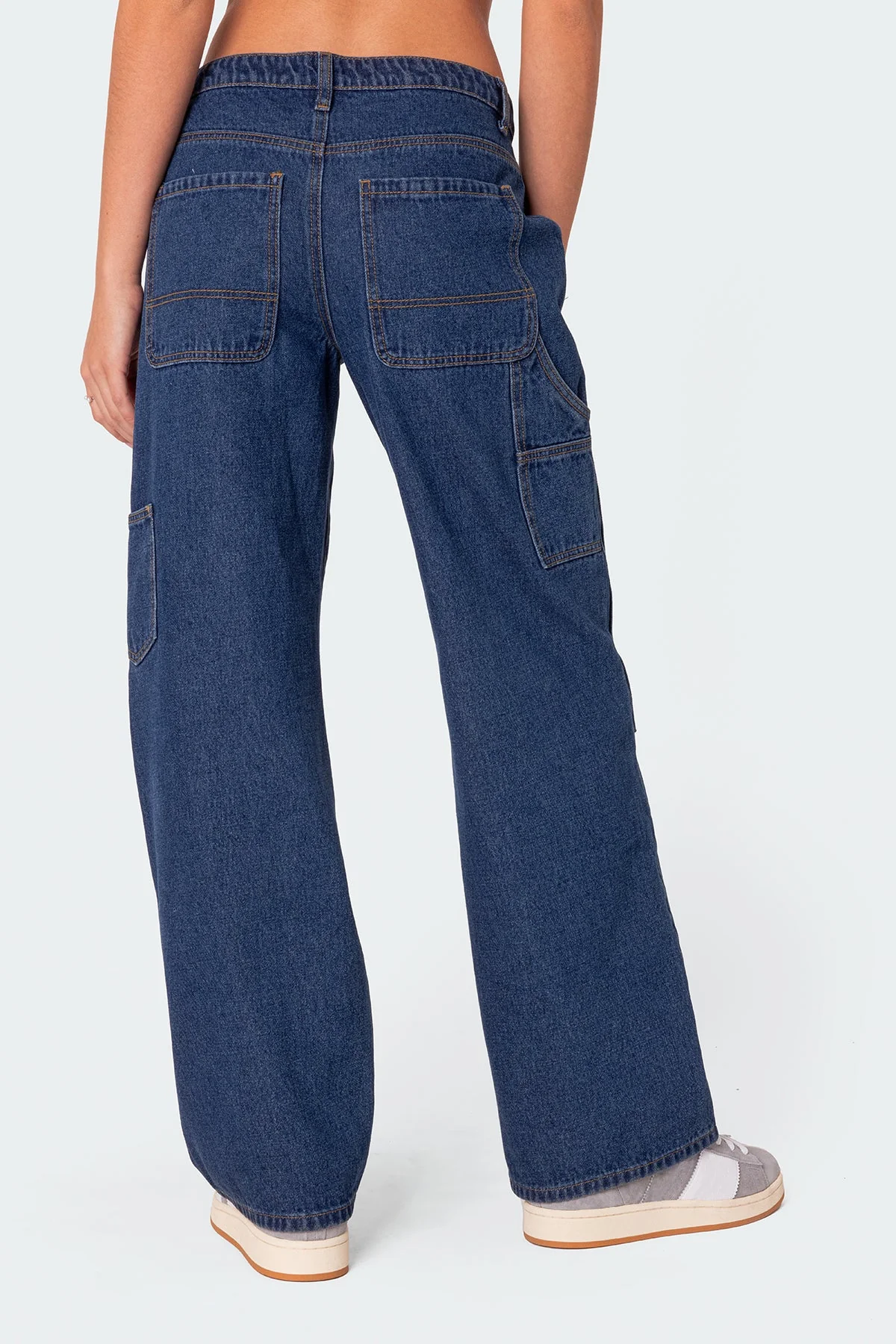 Blue Denim Low Rise Carpenter Jeans