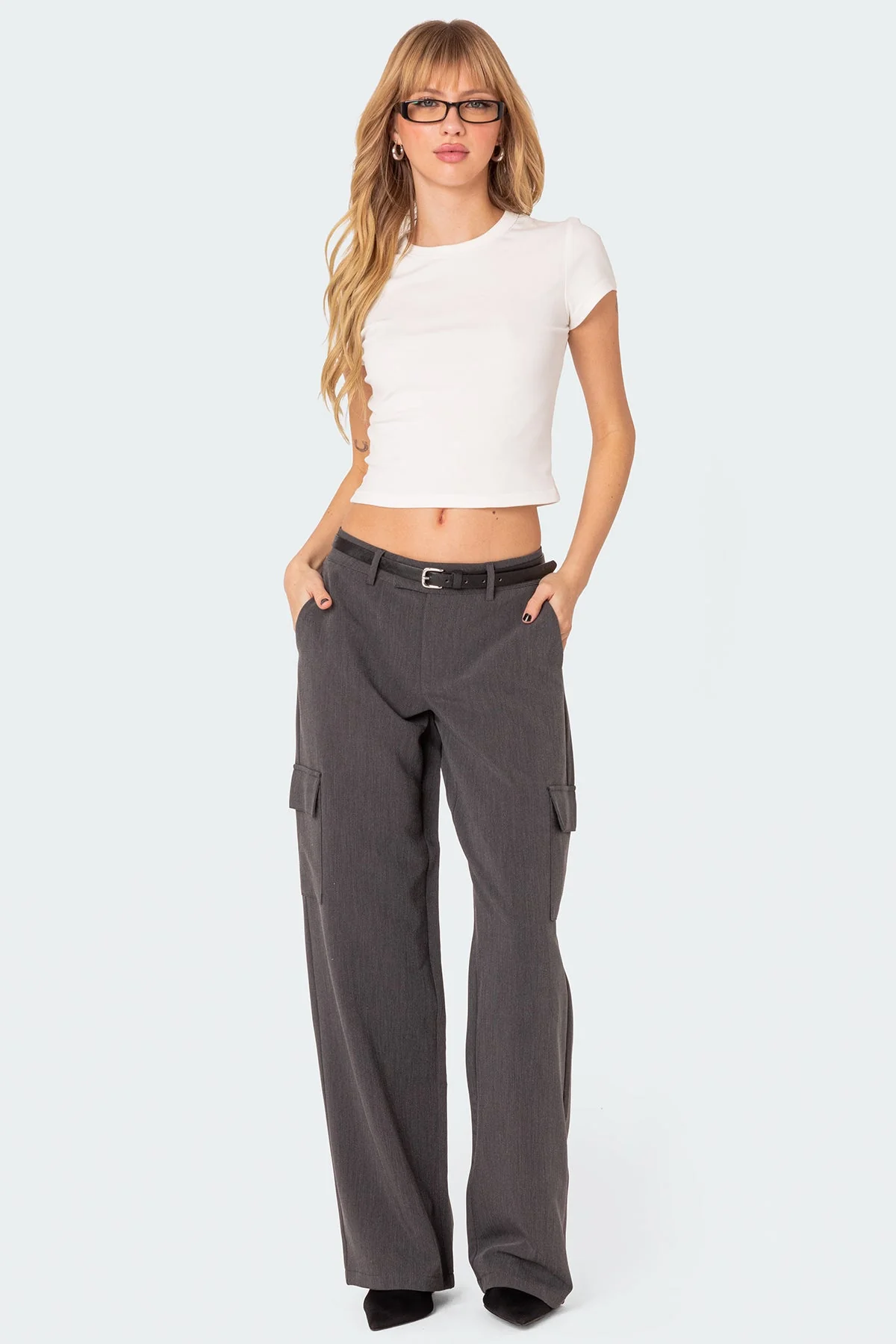 Relaxed Cargo Trousers in Dark Gray