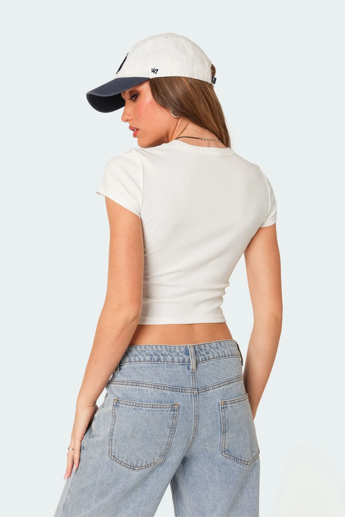Cotton Spandex Cropped T-Shirt in White - Womens Fashion