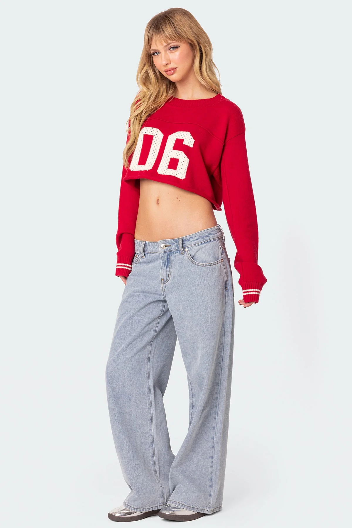 Red Knit Cropped Sweater