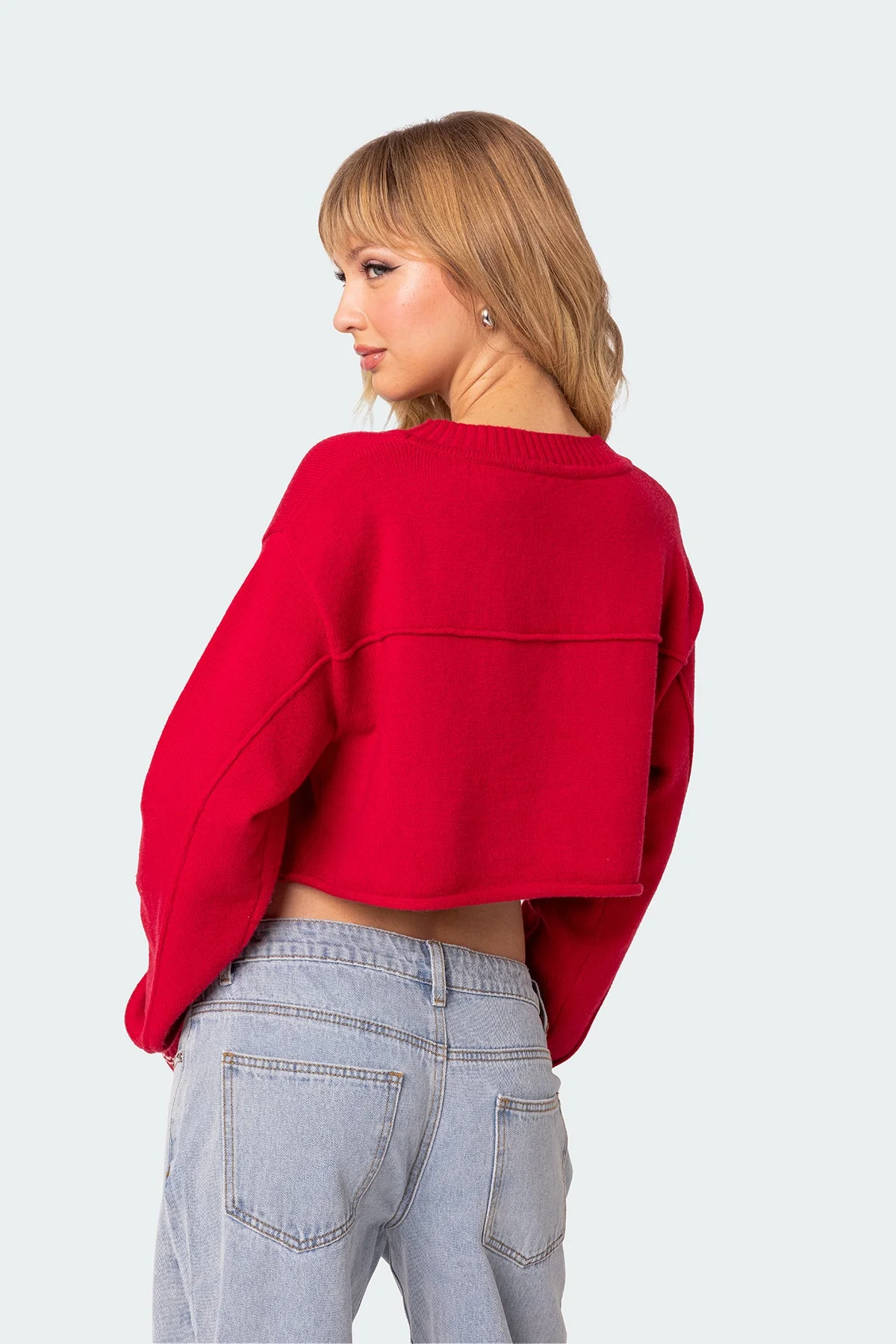 Red Knit Cropped Sweater