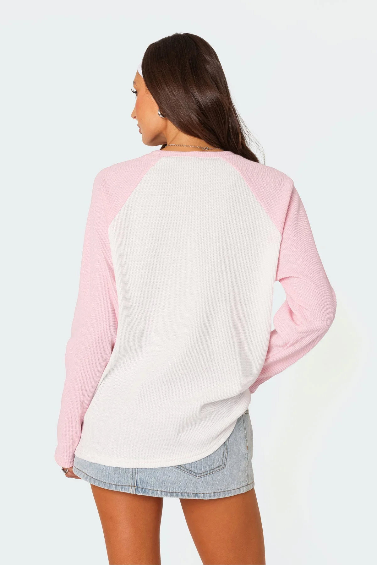 Light Pink Oversized Waffle Loungewear Top for Ultimate Relaxation