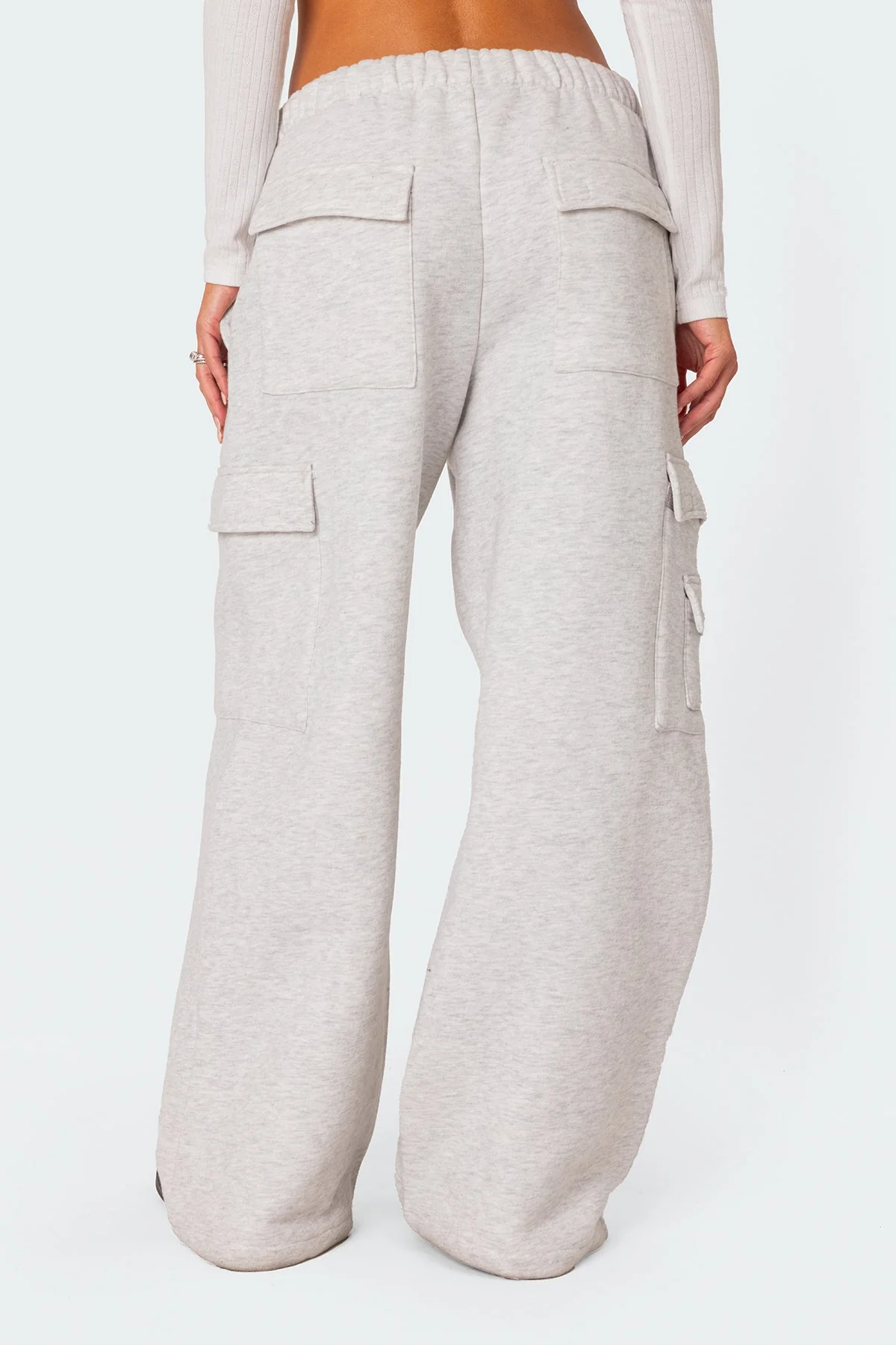 Light Gray Cargo Style Sweatpants for Women