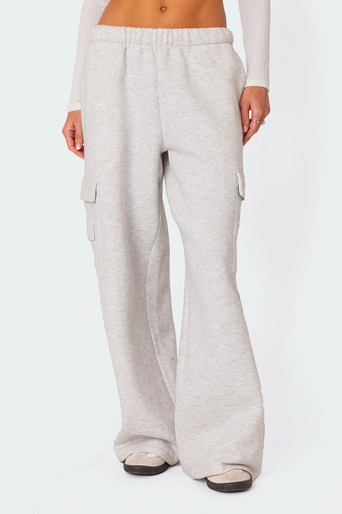 Light Gray Cargo Style Sweatpants for Women