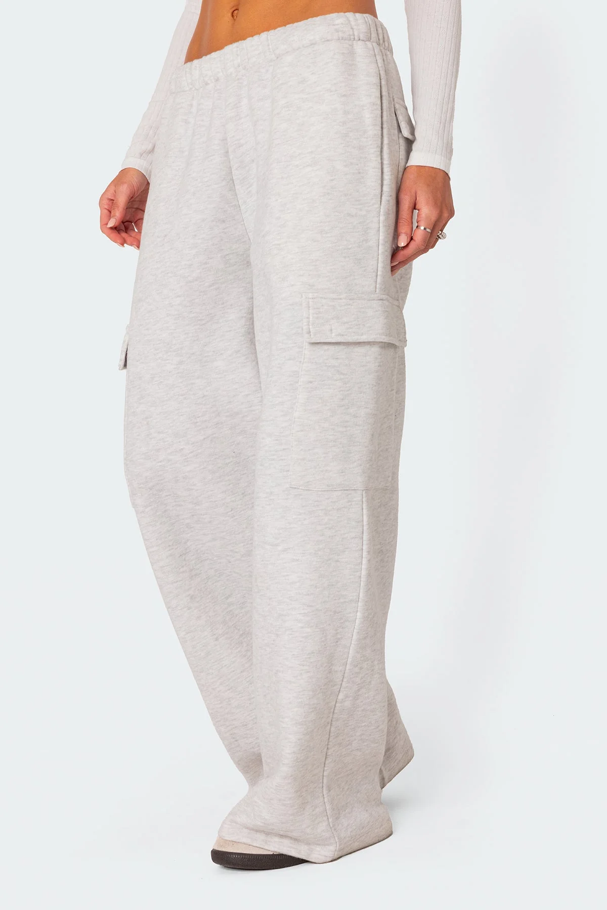 Light Gray Cargo Style Sweatpants for Women