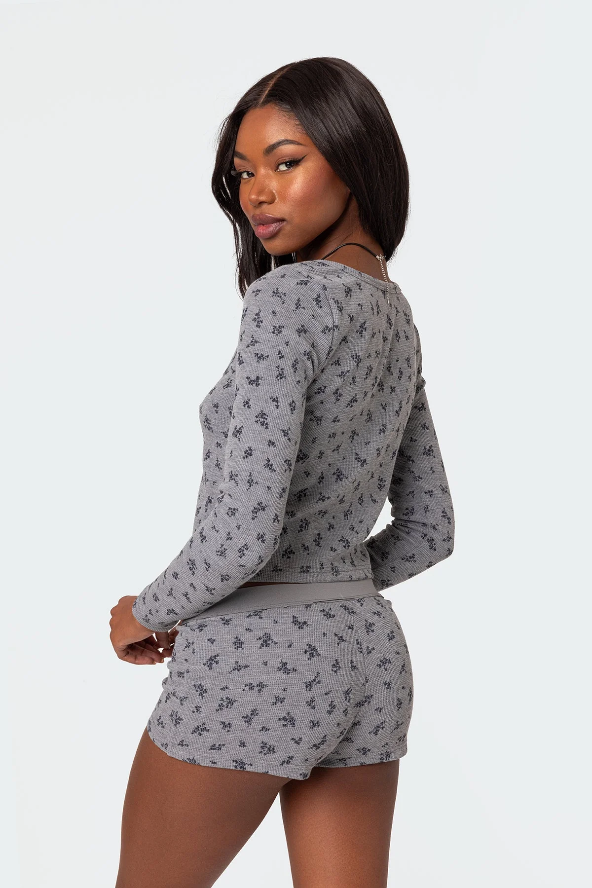 Lavender Waffle Long Sleeve Sleepwear Top