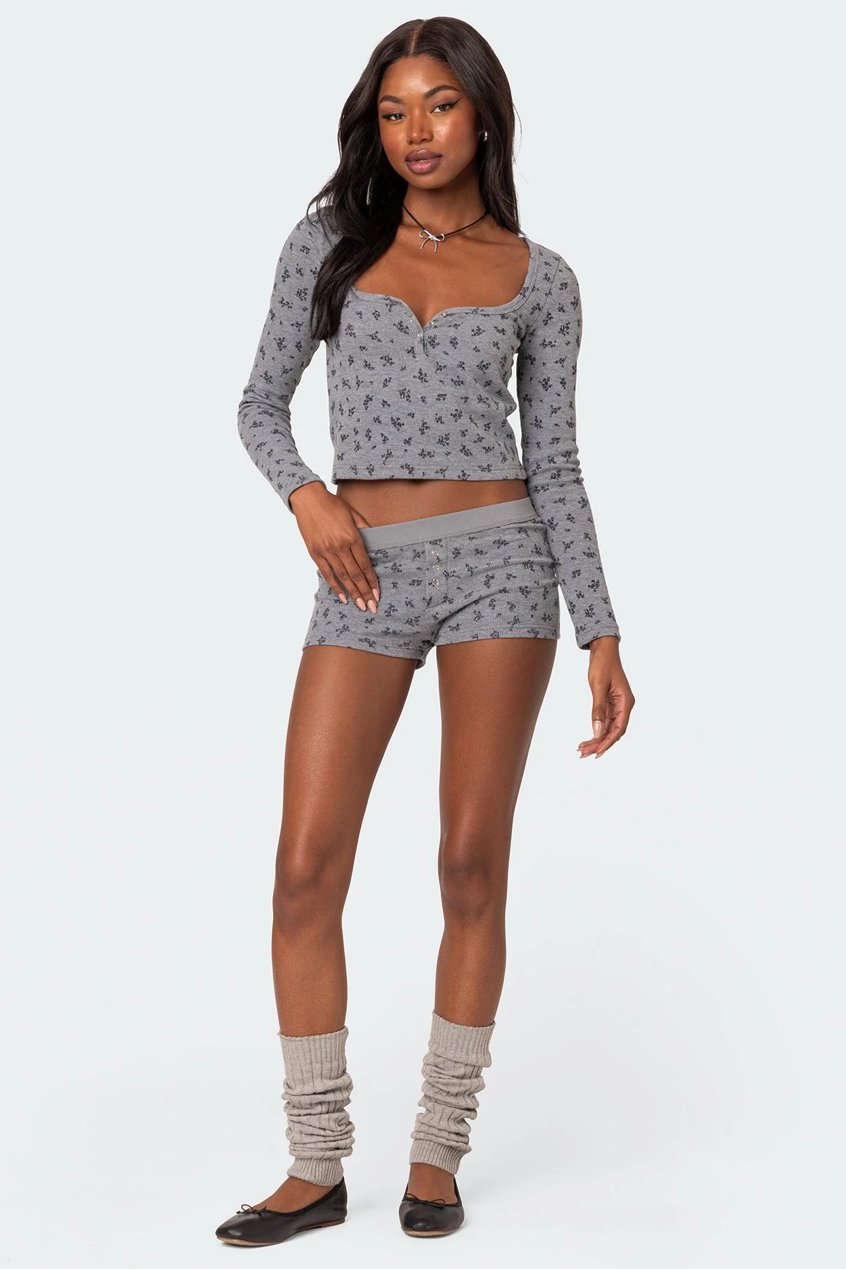 Lavender Waffle Long Sleeve Sleepwear Top