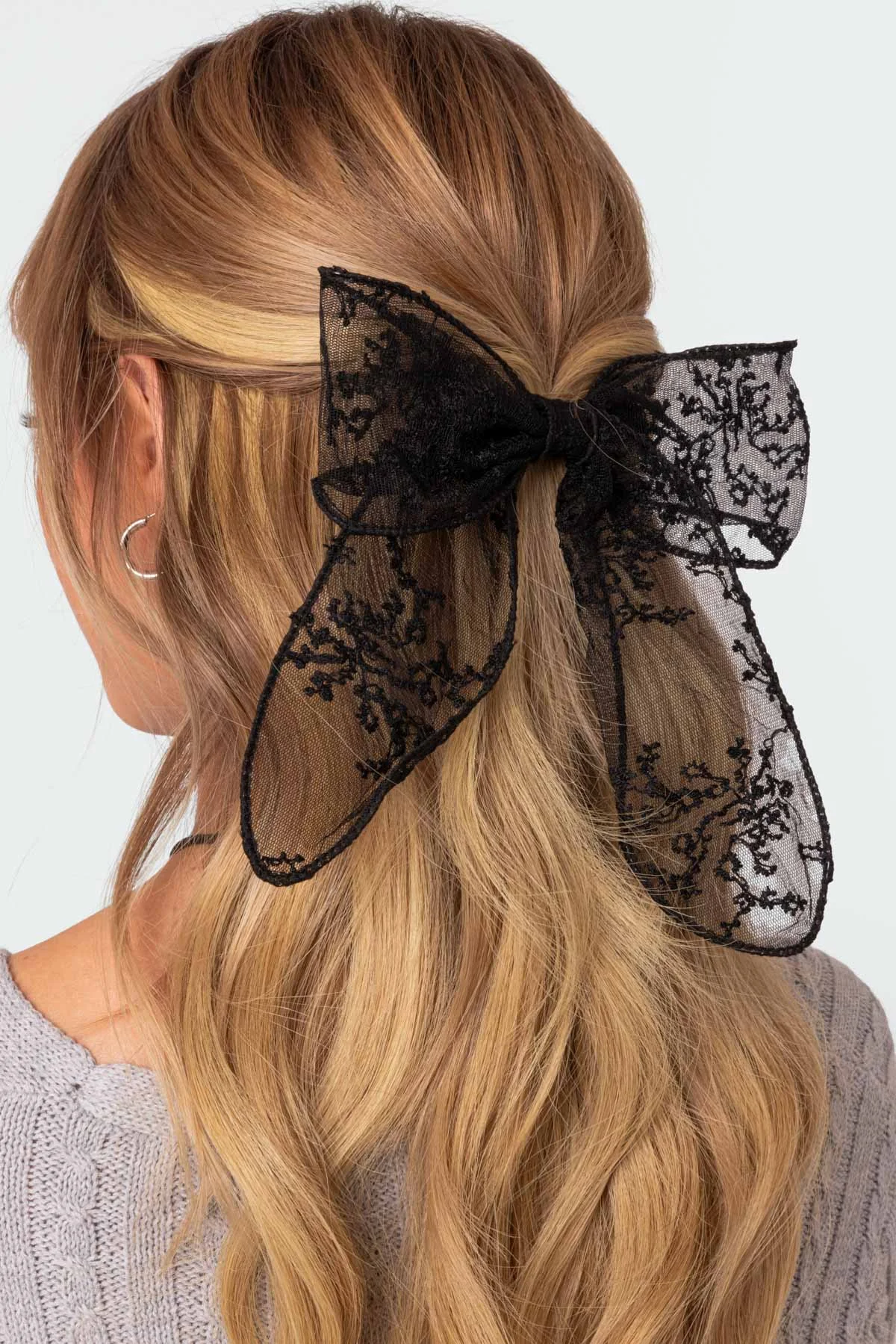 Black Lace Bow Hair Clip Accessory