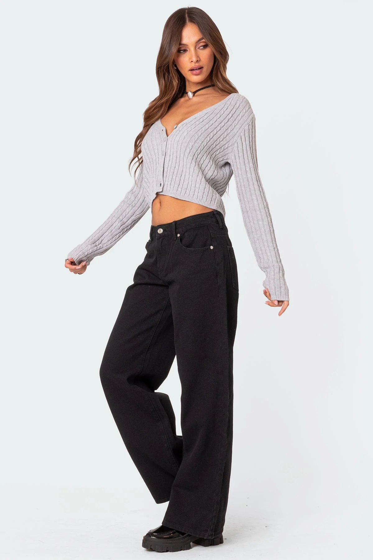 Black Low Rise Cotton Straight Leg Jeans