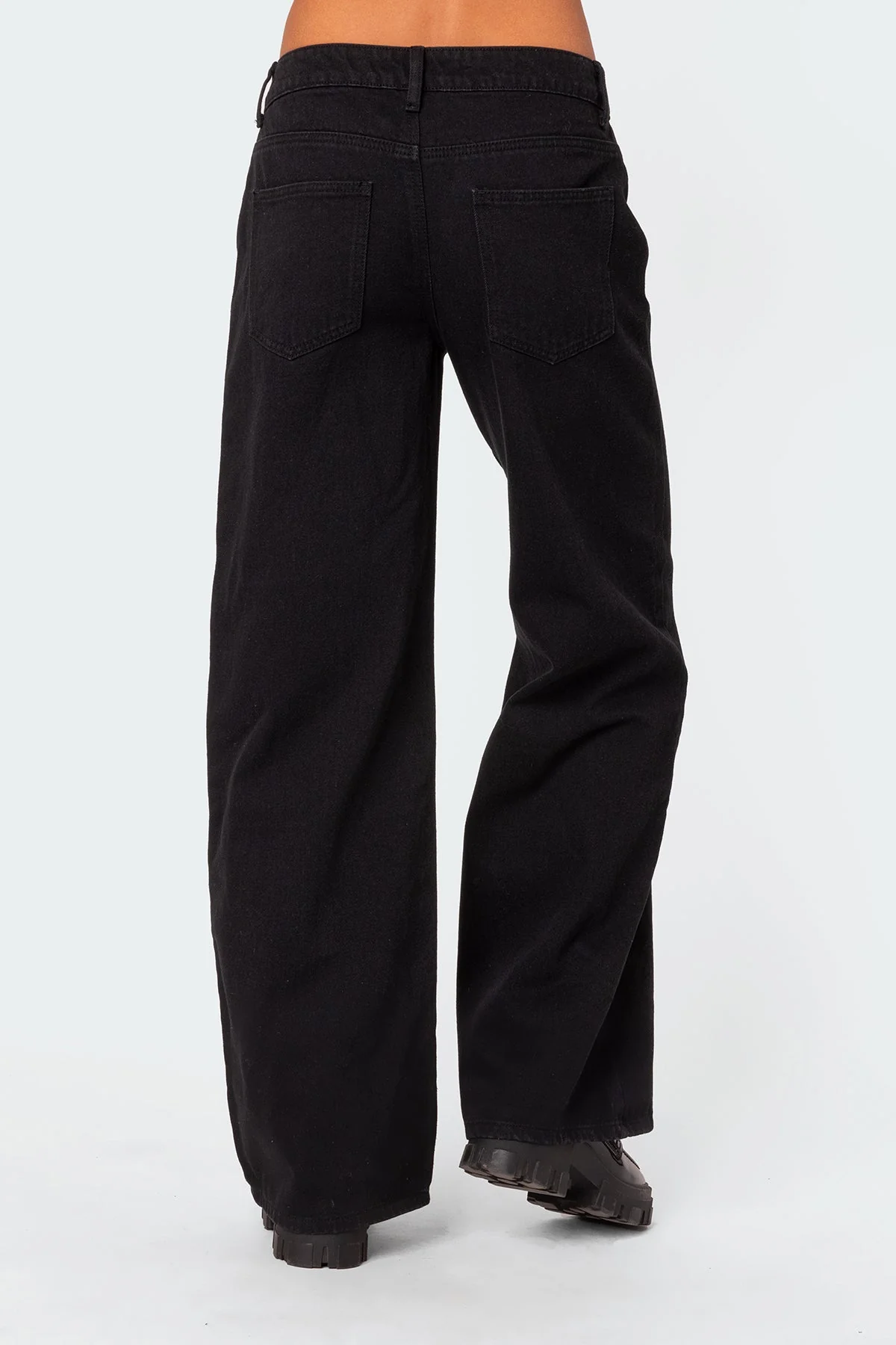 Black Low Rise Cotton Straight Leg Jeans