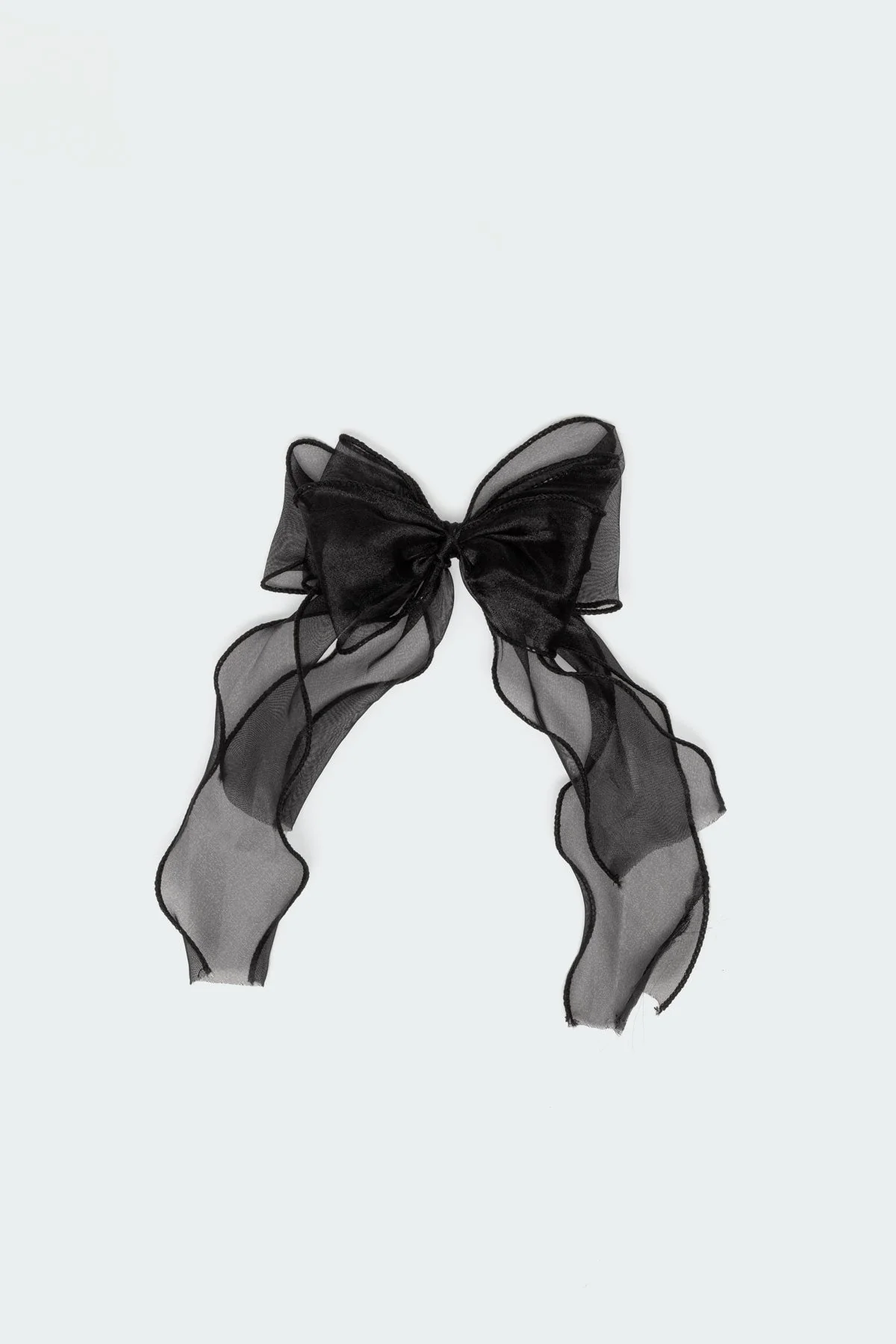 Black Frilled Bow Hair Clip Accessory