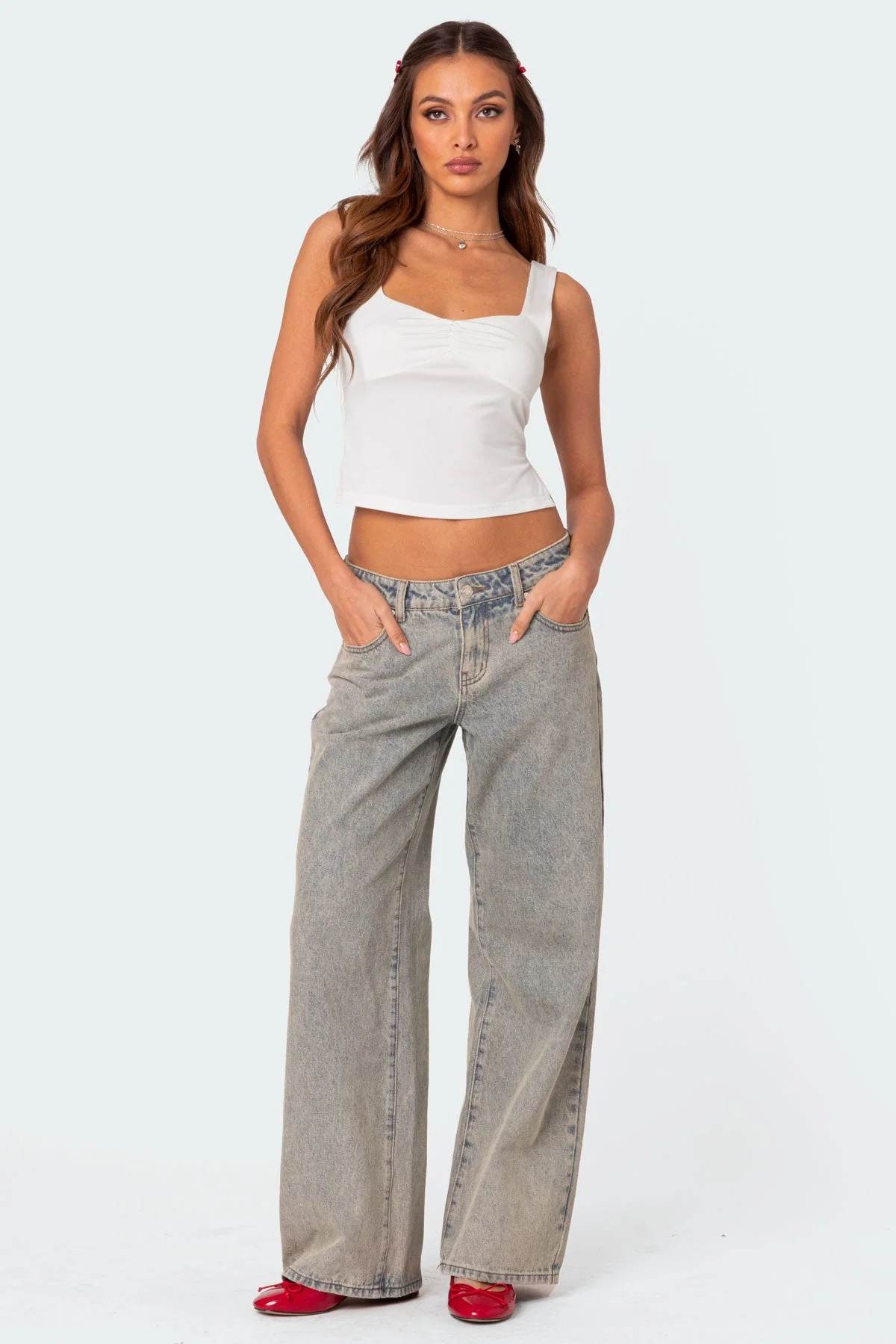 White Side Slit Tank Top XS-XL