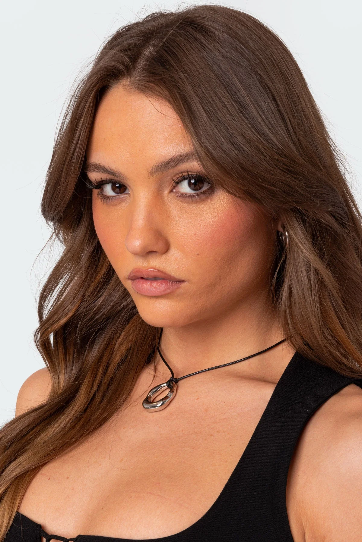 Silver Hoop Cord Necklace Pendant