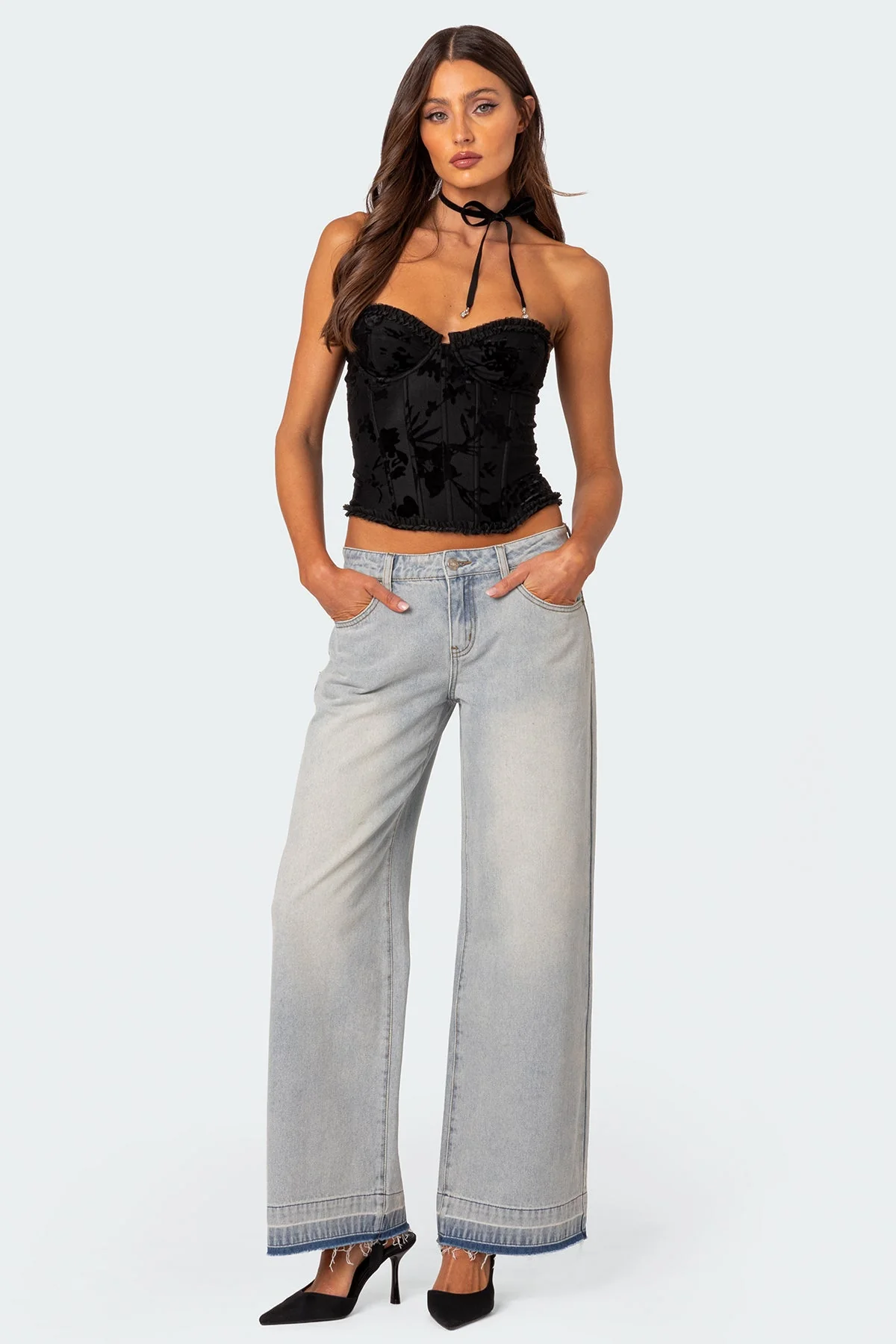 Velvet Embroidered Corset for Evening Wear