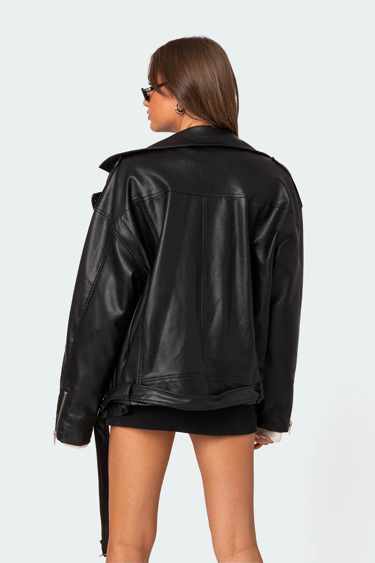 Faux Leather Oversized Black Jacket for Women