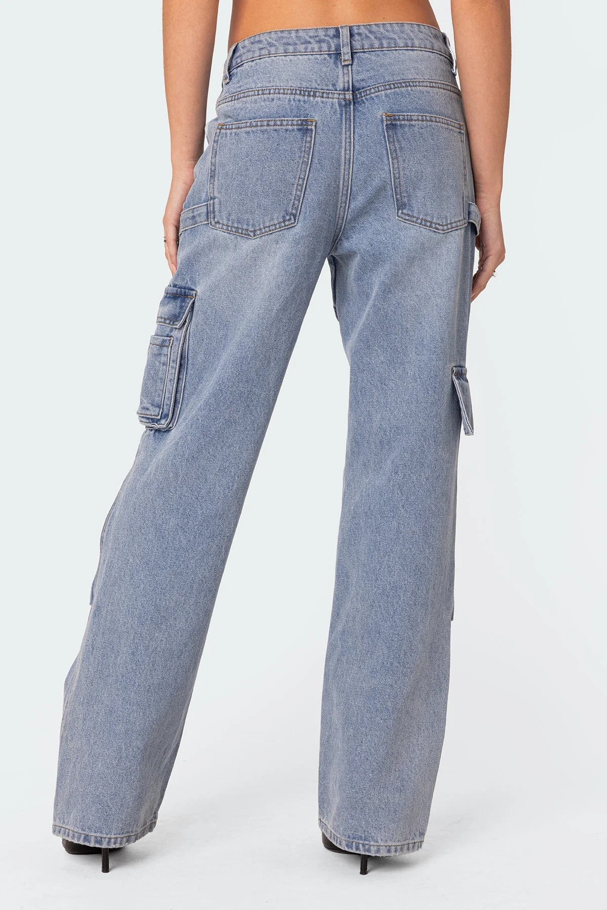 Light Blue Cargo Style Jeans for Women