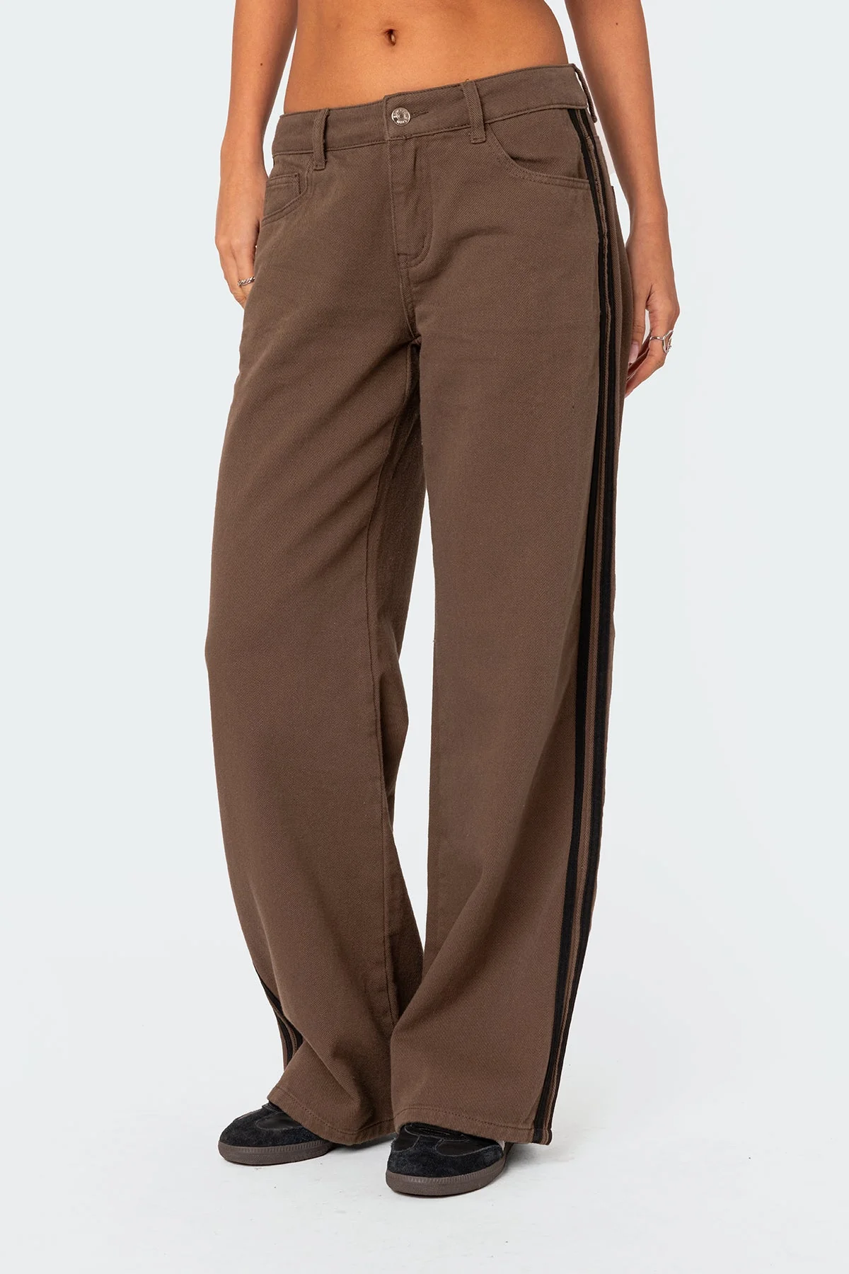 Olive Slouchy Cotton Jeans Low Rise Fit