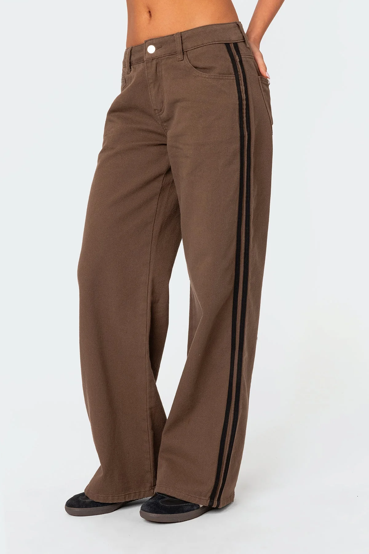 Olive Slouchy Cotton Jeans Low Rise Fit