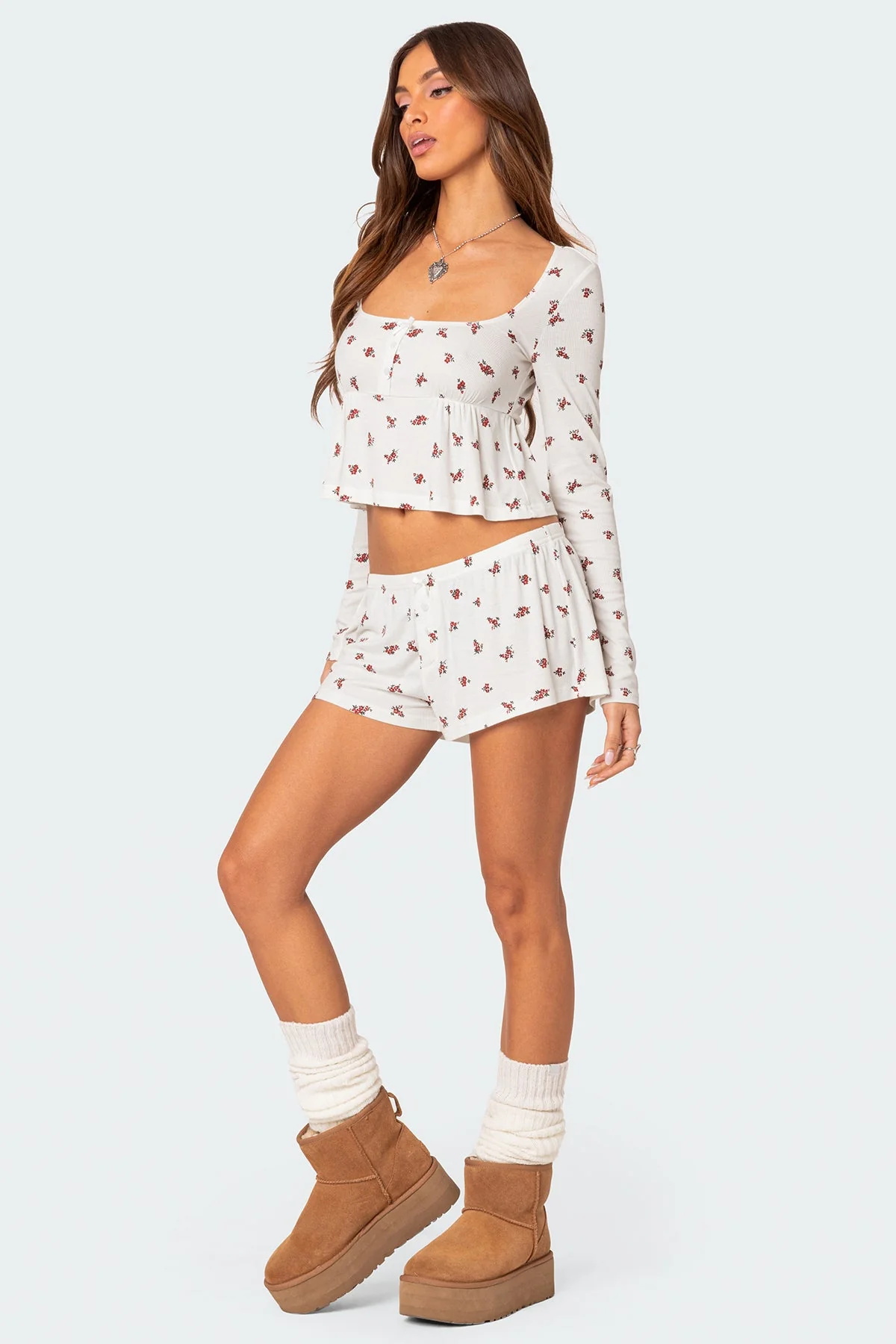 White Ribbed Sleepwear Shorts for Women