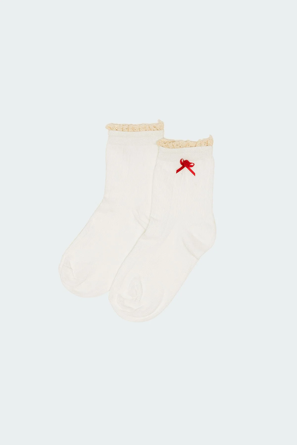 White Ribbed Cotton Socks - Holiday Collection