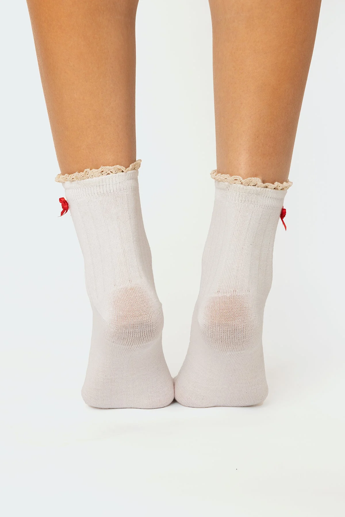 White Ribbed Cotton Socks - Holiday Collection