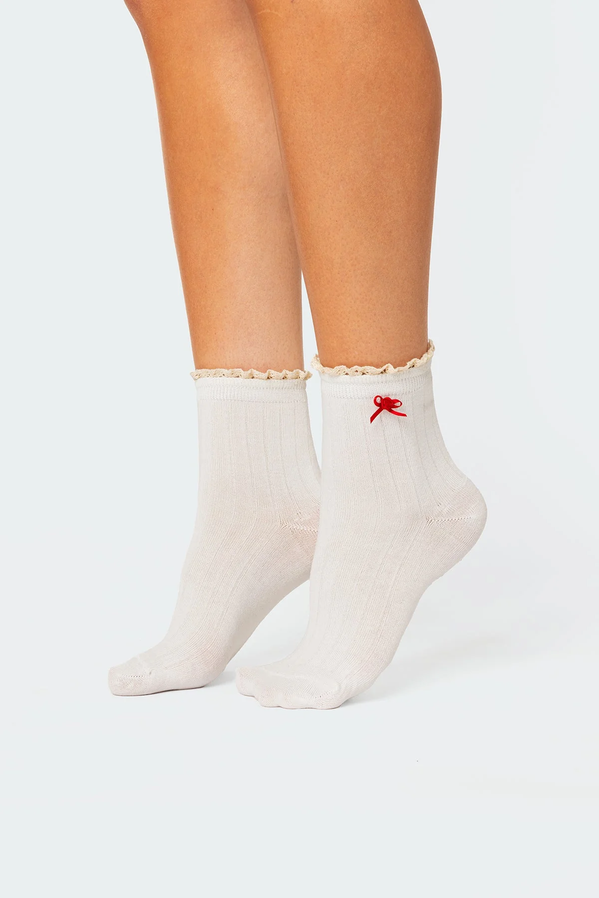 White Ribbed Cotton Socks - Holiday Collection