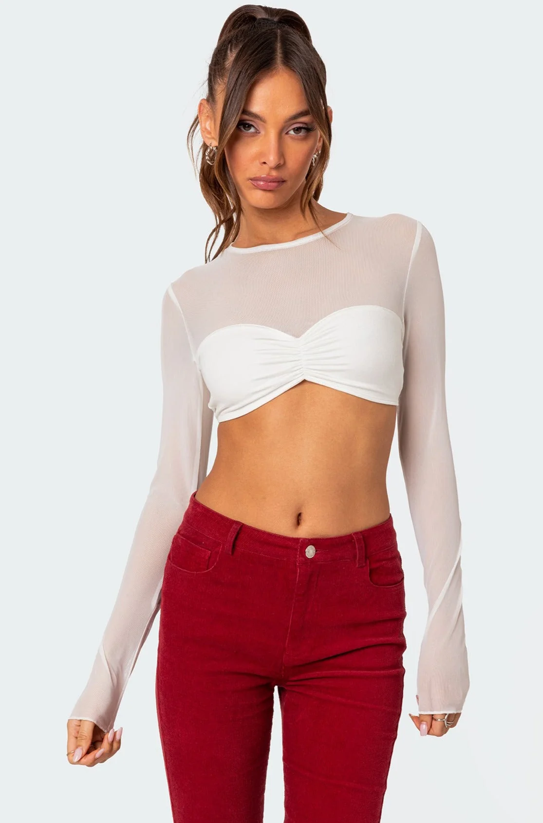 Sheer White Crop Top - Stylish & Elegant