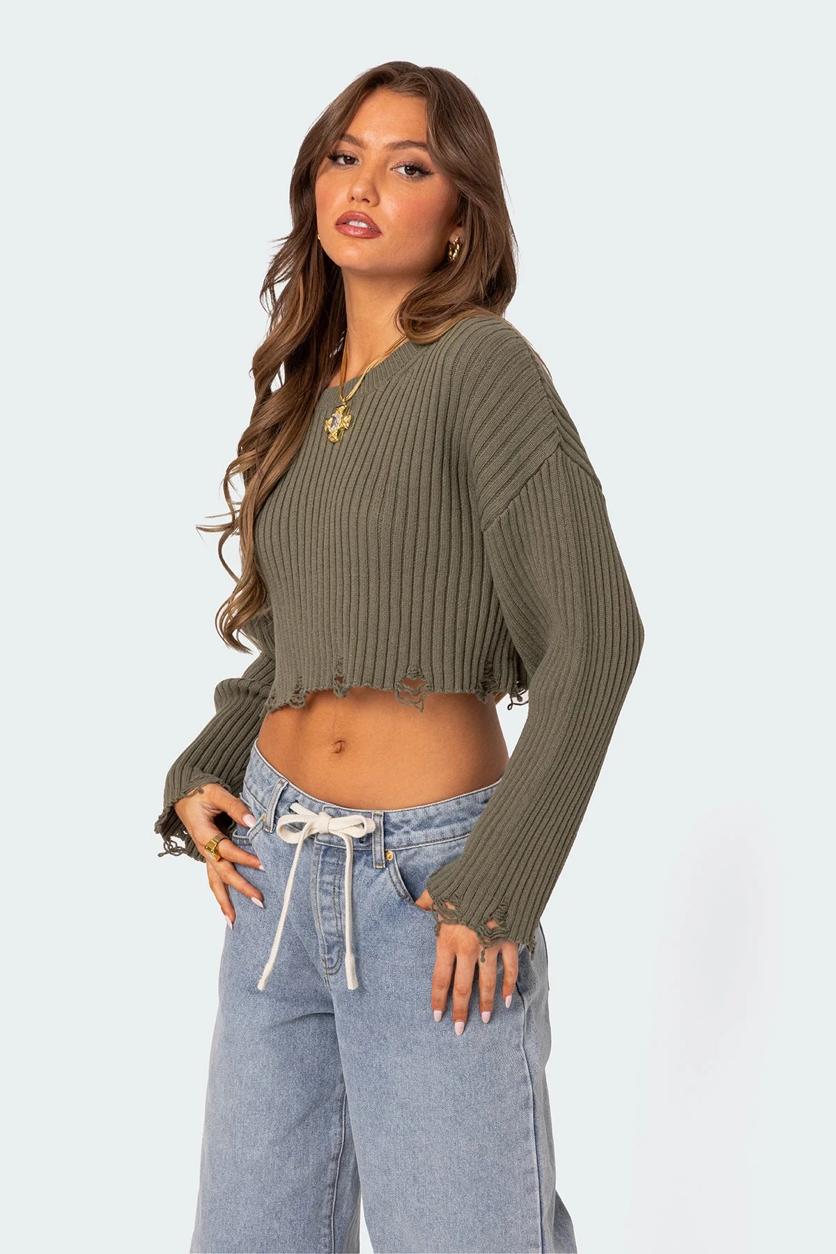 Olive Knitted Oversized Sweater