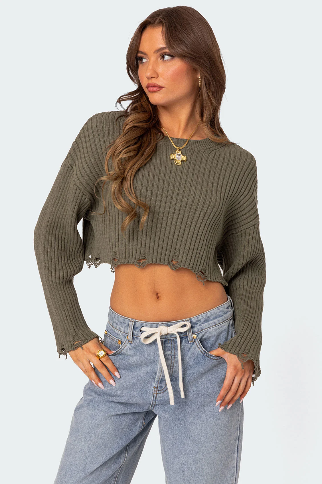 Olive Knitted Oversized Sweater