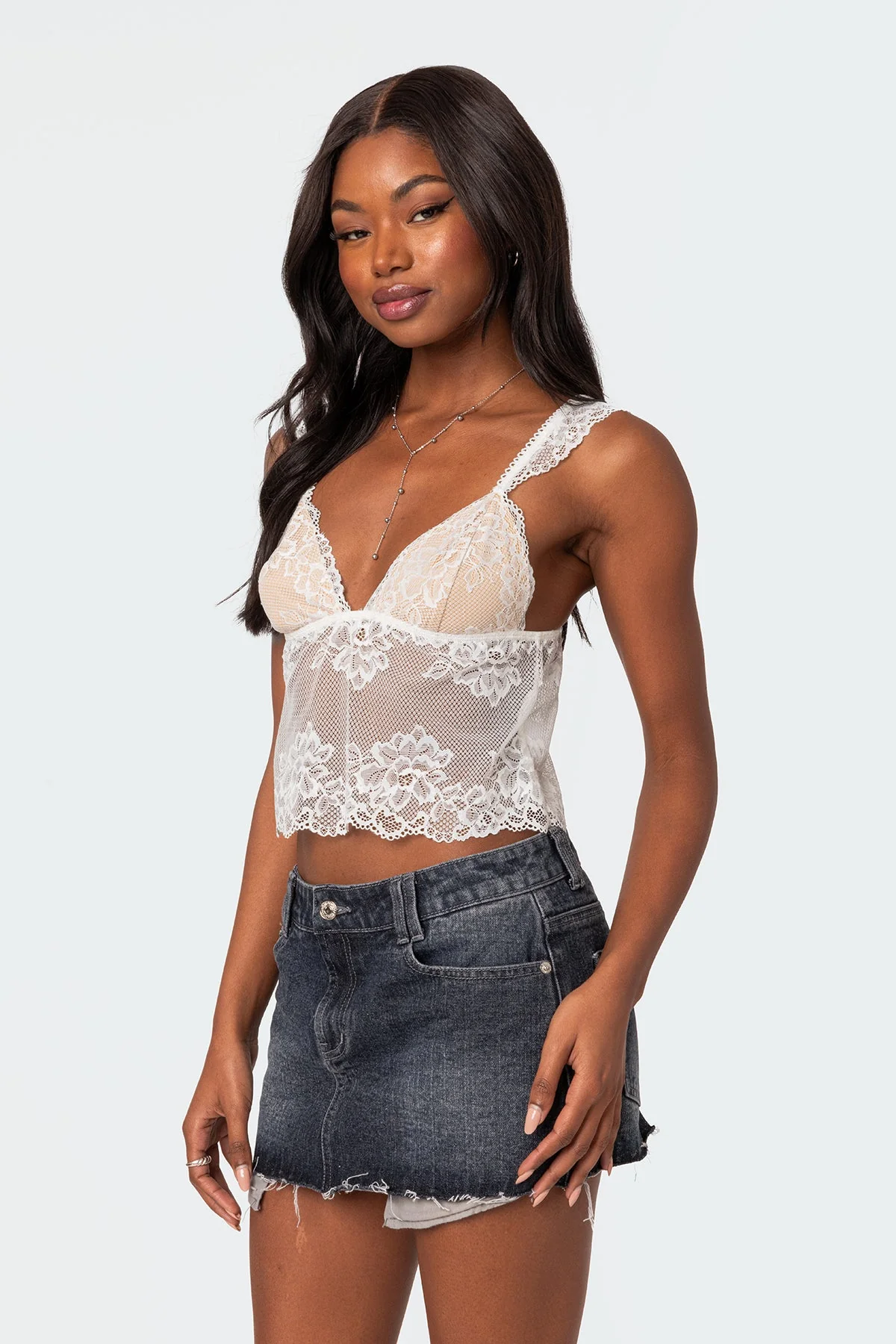 White Sheer Lace Jasmine Top