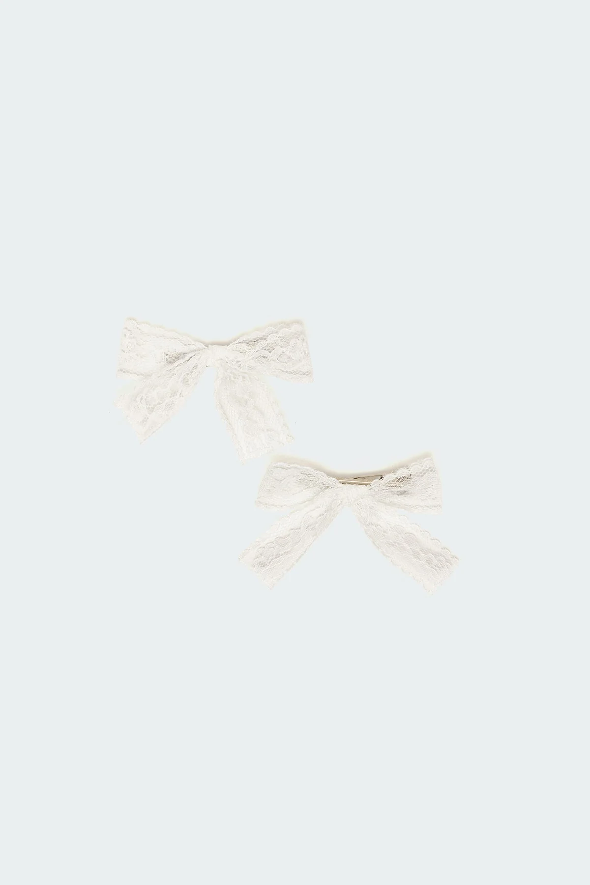 White Lace Bow Hair Clip Set Accessories Pack
