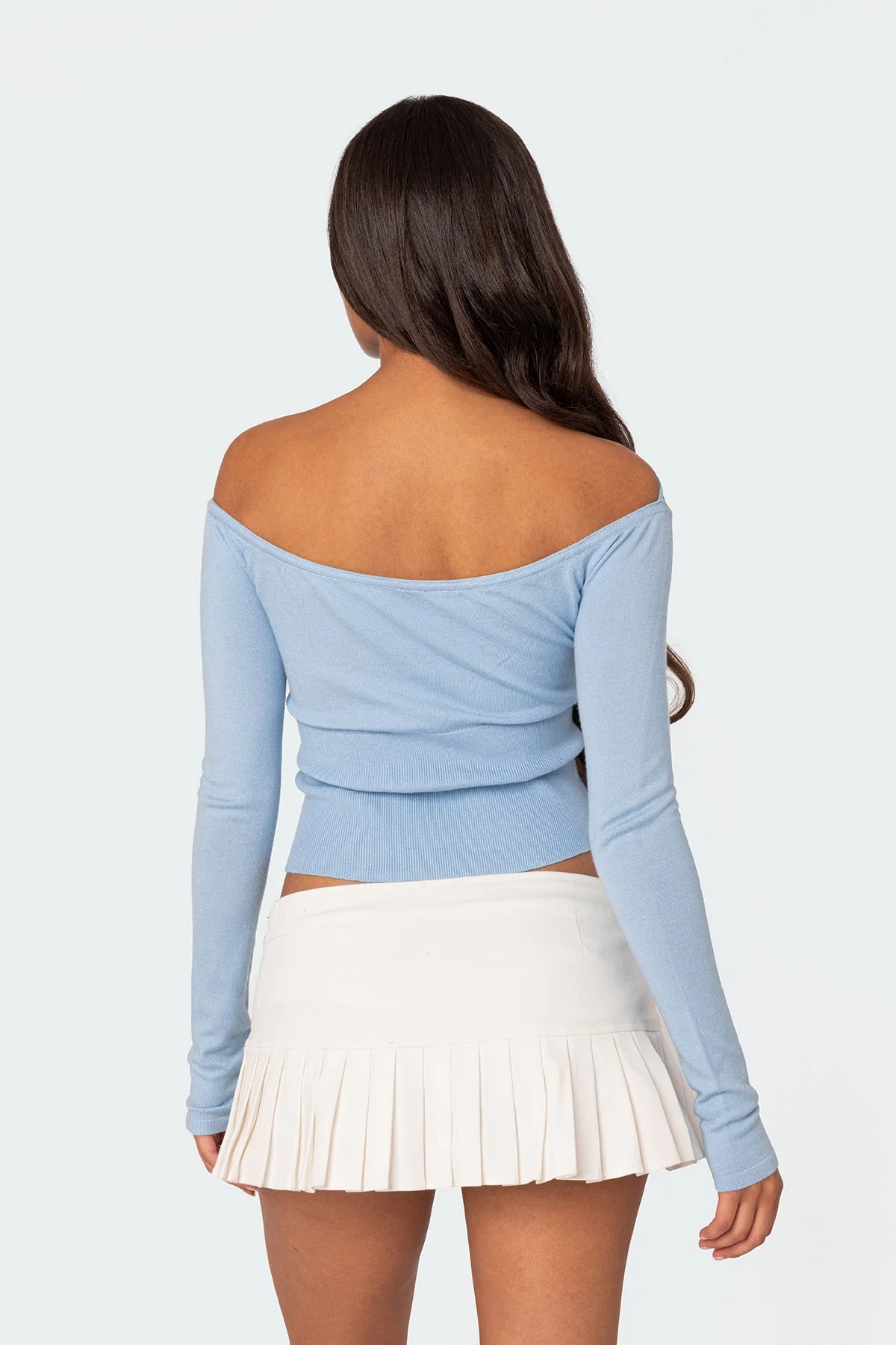 Light Blue Knit Tie Front Sweater