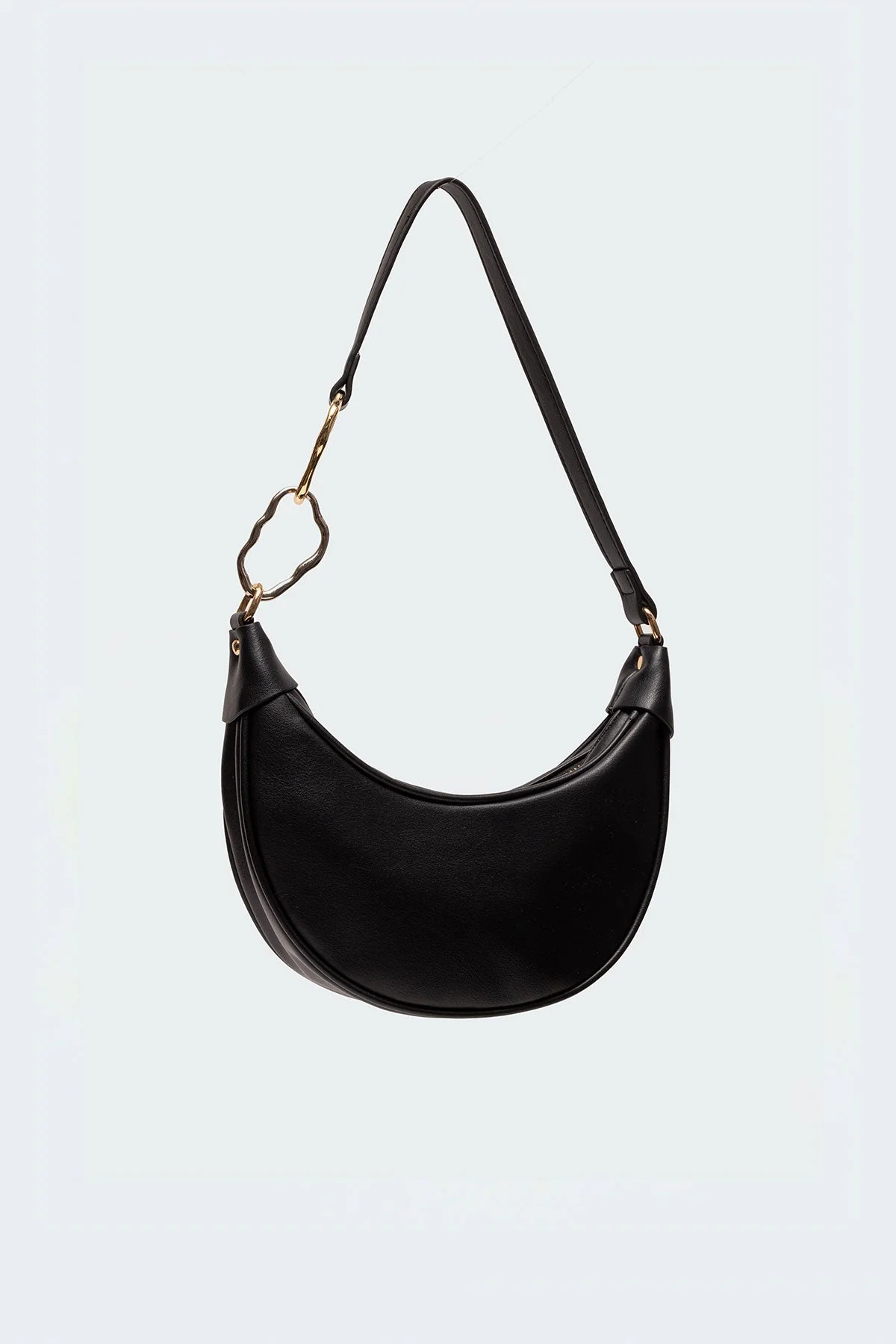 Classic Black Faux Leather Shoulder Bag
