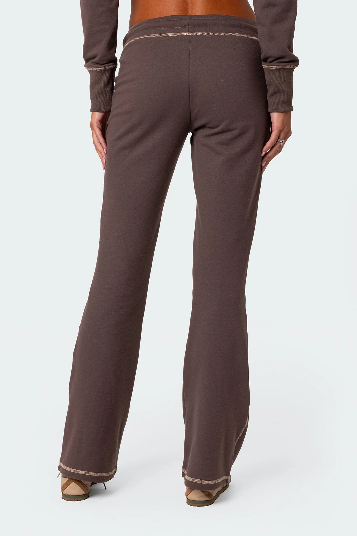 Brown Low Rise Cotton Sweatpants for Women