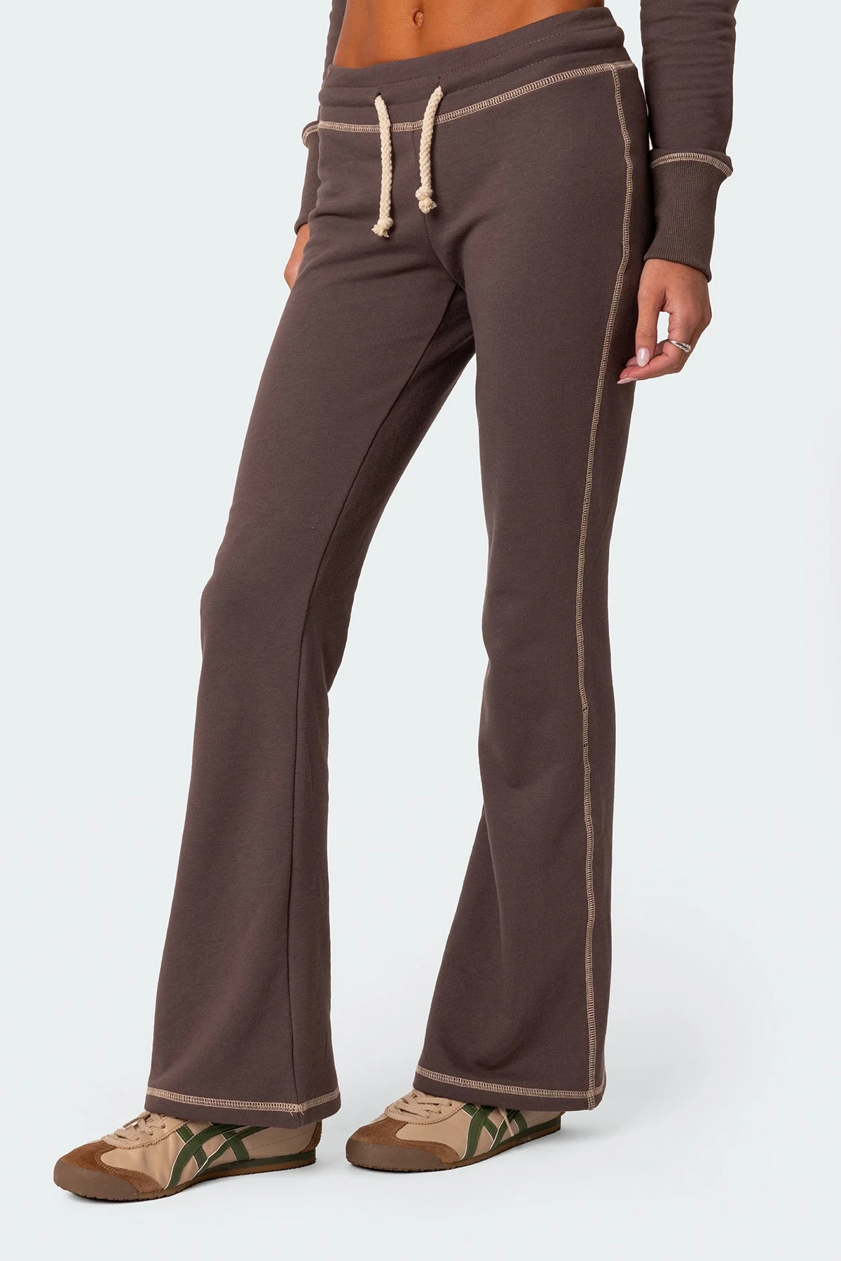 Brown Low Rise Cotton Sweatpants for Women