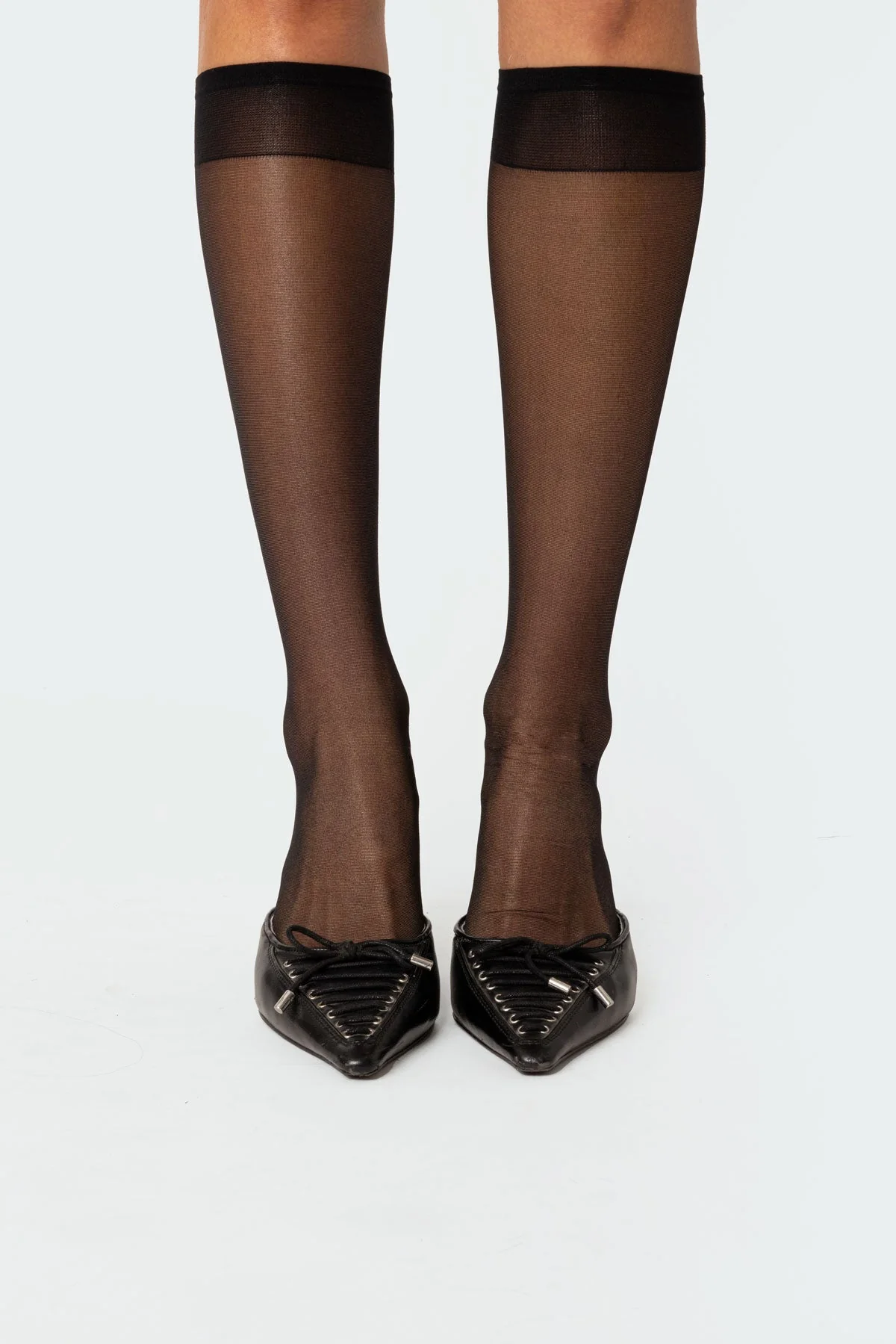 Black Sheer Mesh Knee High Socks