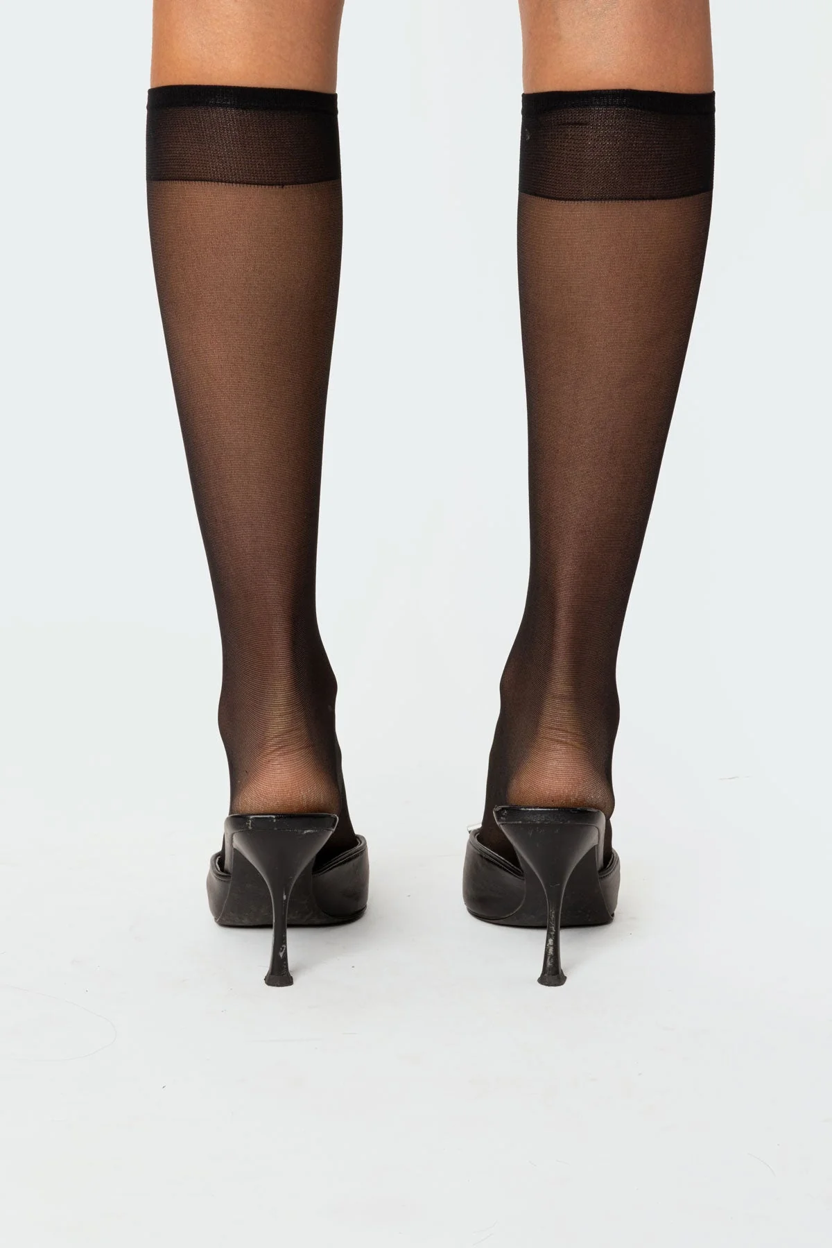 Black Sheer Mesh Knee High Socks