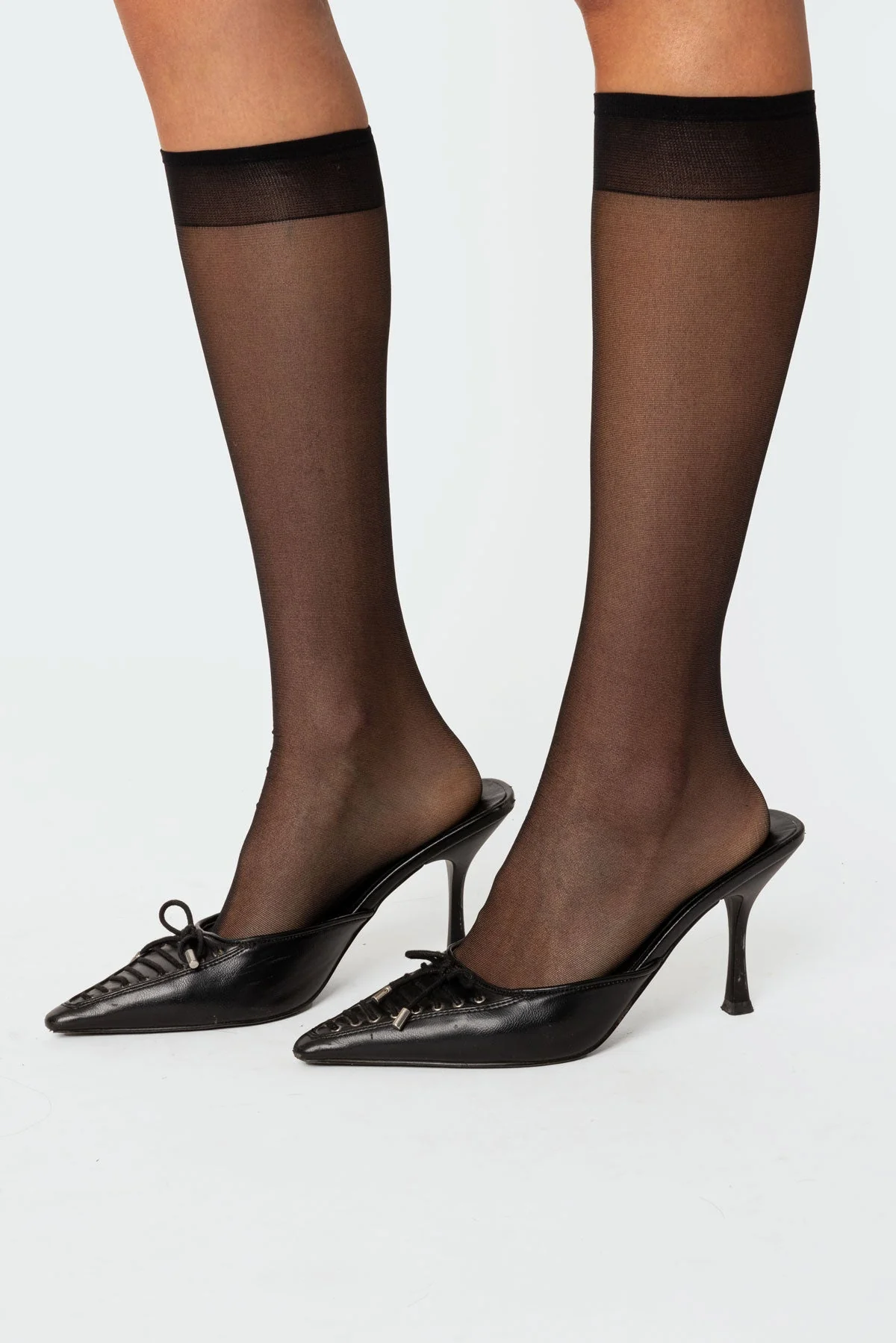 Black Sheer Mesh Knee High Socks
