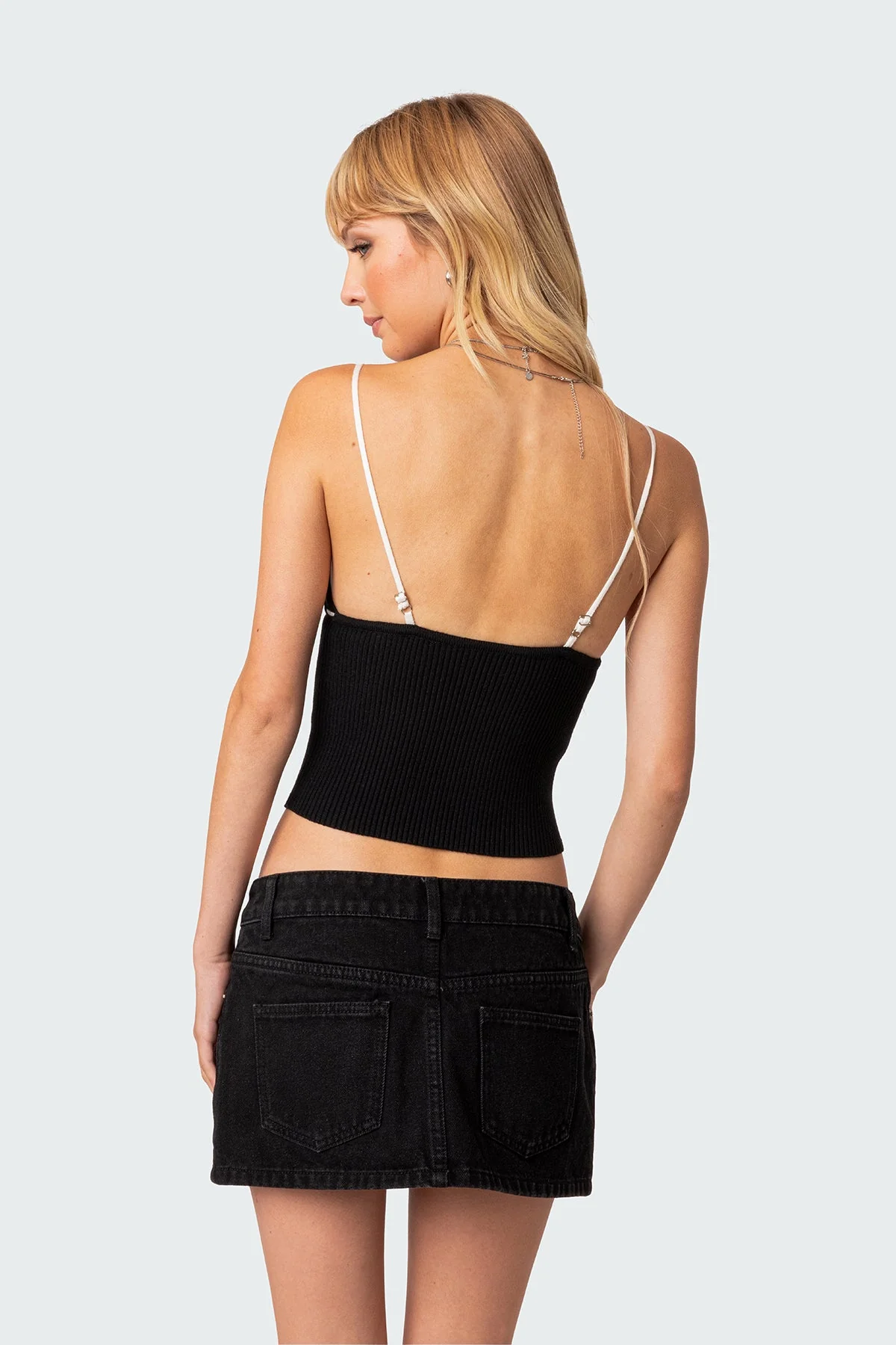 Black Knit Tank Top for Women