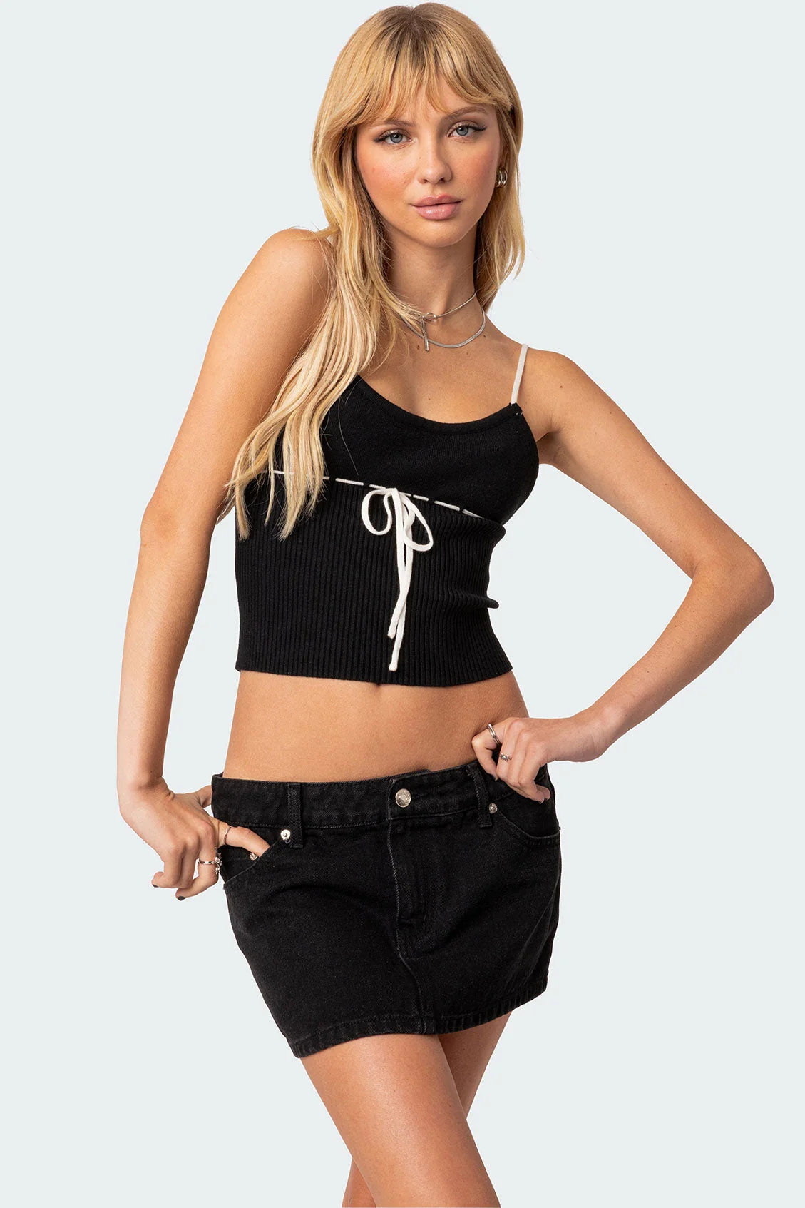 Black Knit Tank Top for Women