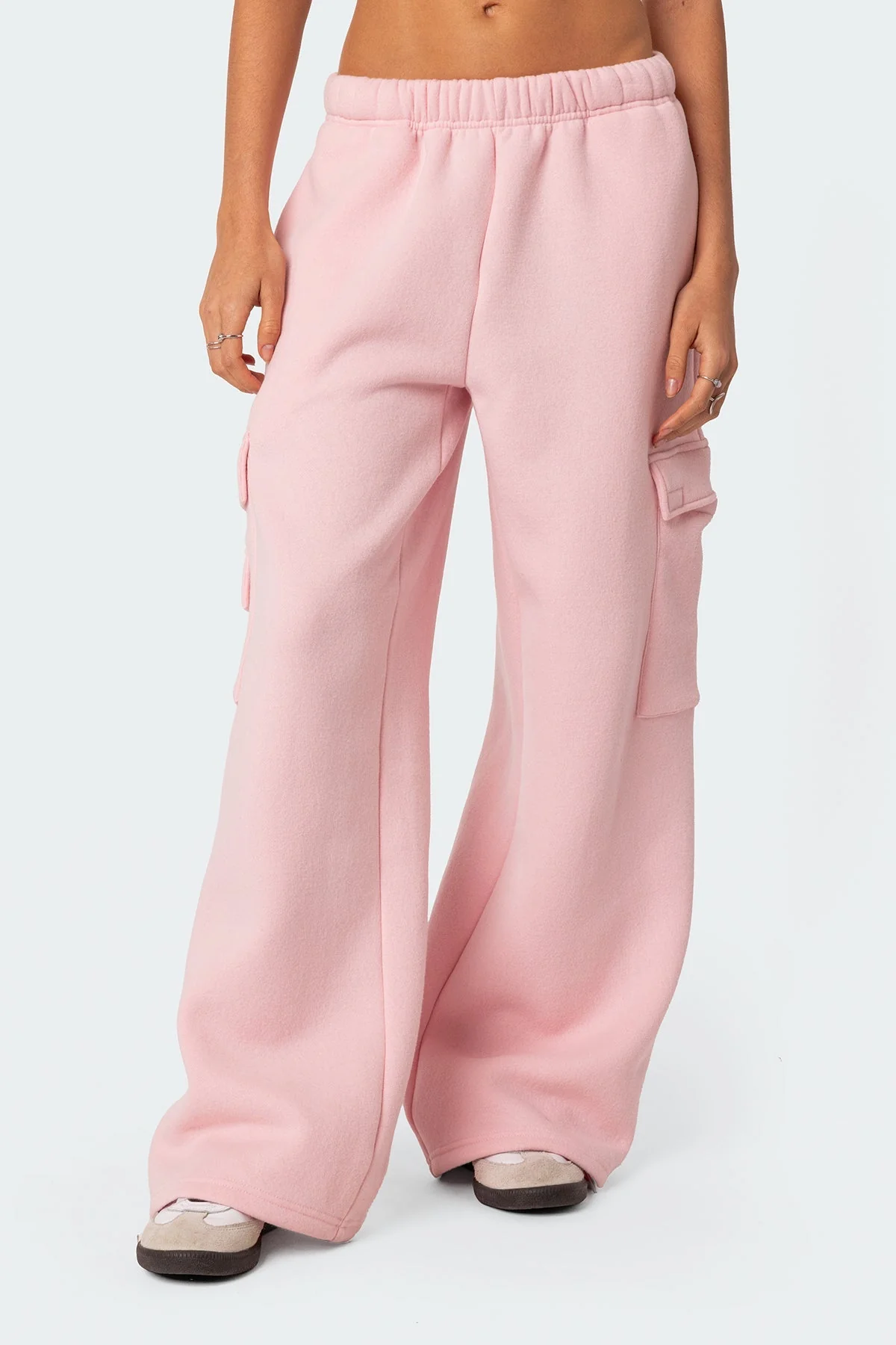 Pink Wide Leg Cargo Sweatpants for Women