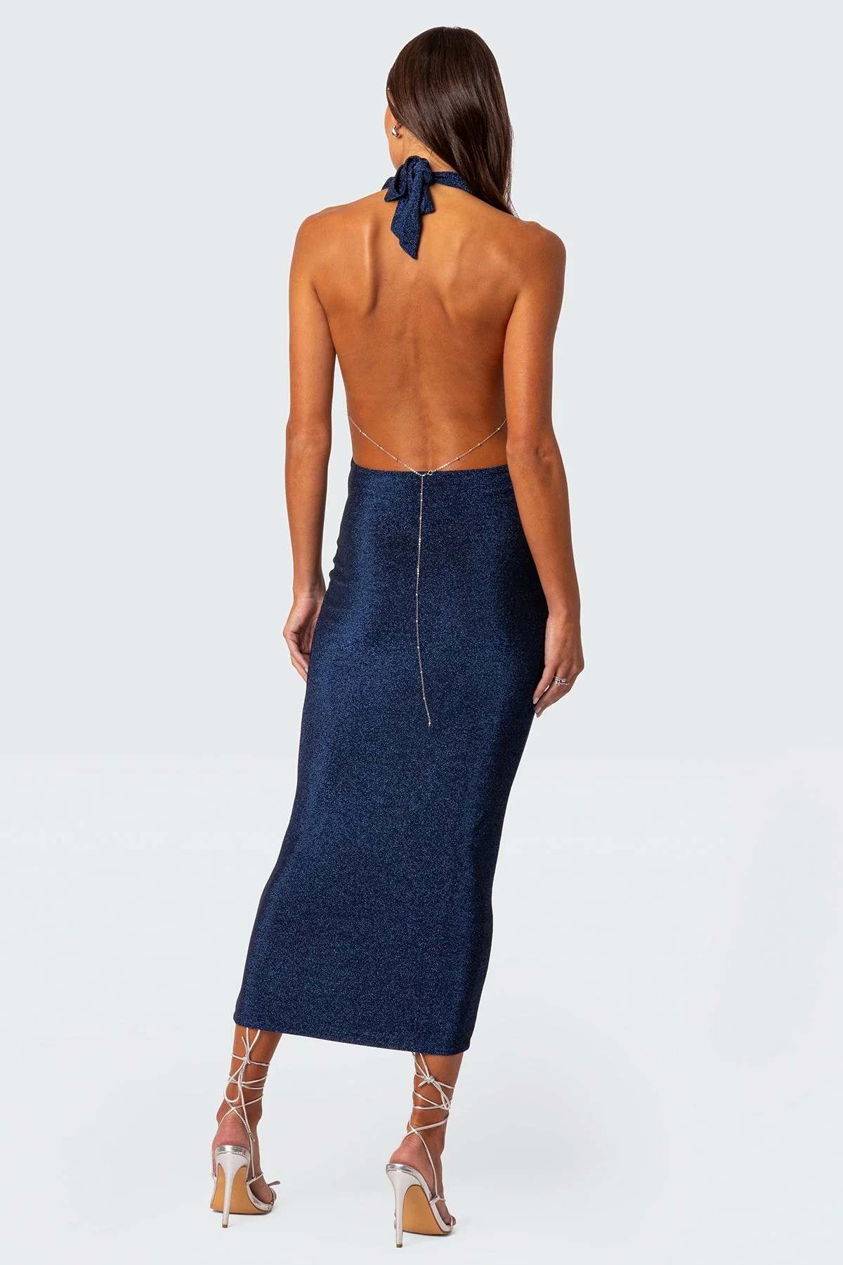 Navy Cowl Neck Maxi Dress