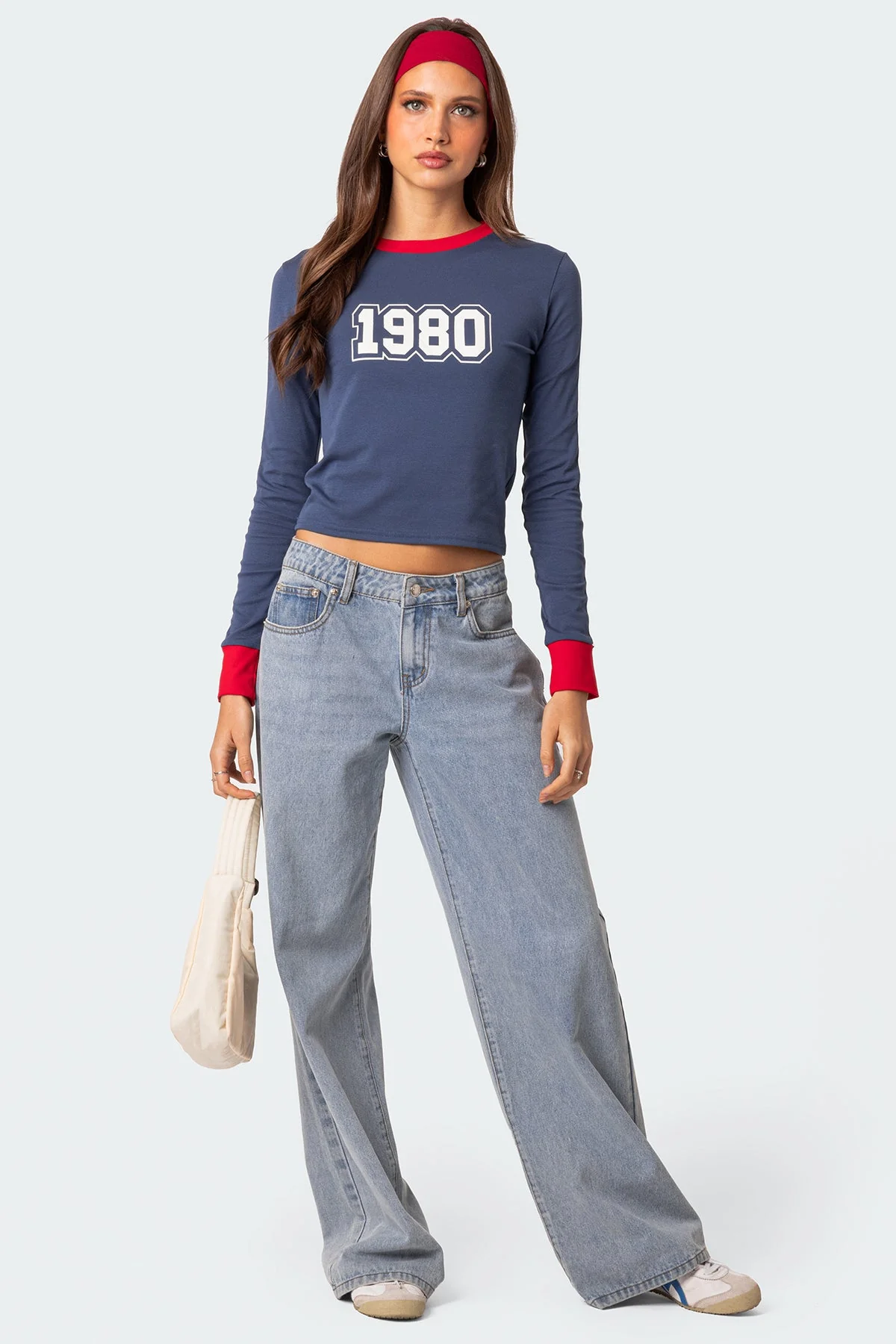 Blue Graphic Print Long Sleeve T-Shirt