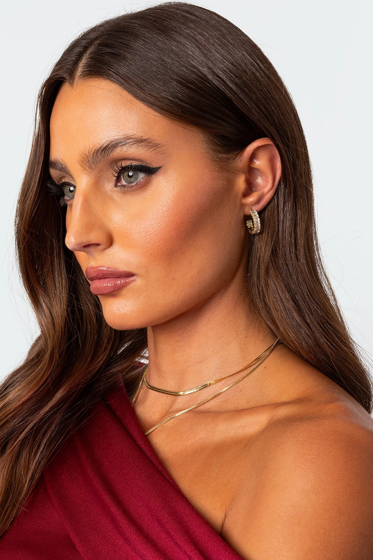 Gold Rhinestone Hoop Earrings - Elegant Jewelry Accessory