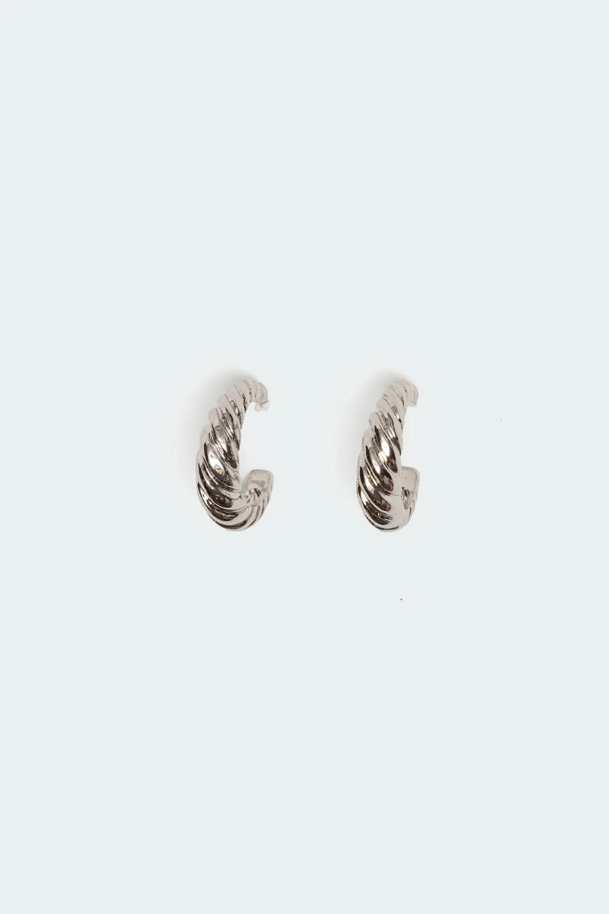 Silver Twist Hoop Stud Earrings - Elegant Jewelry Accessory