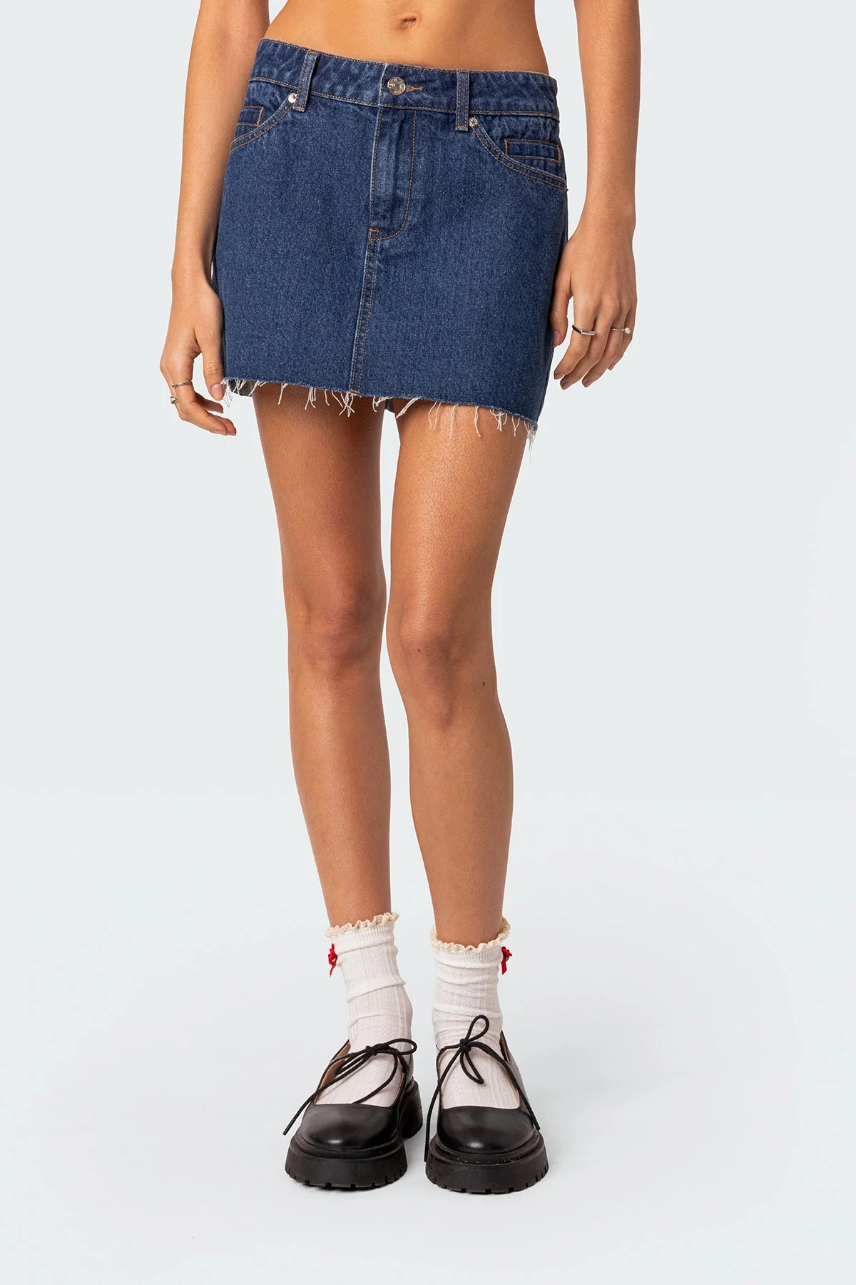 Blue Washed Denim Mini Skirt for Women