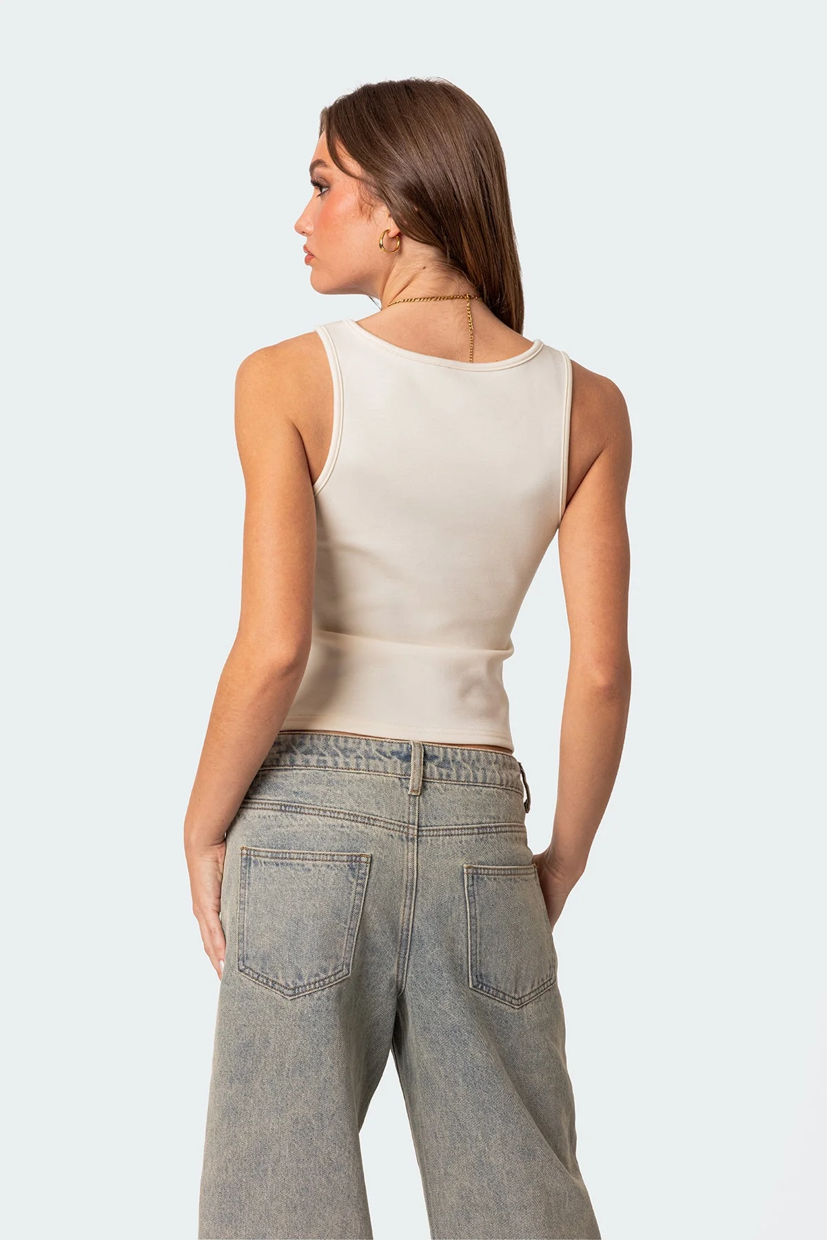 White Tie Front Tank Top for Women